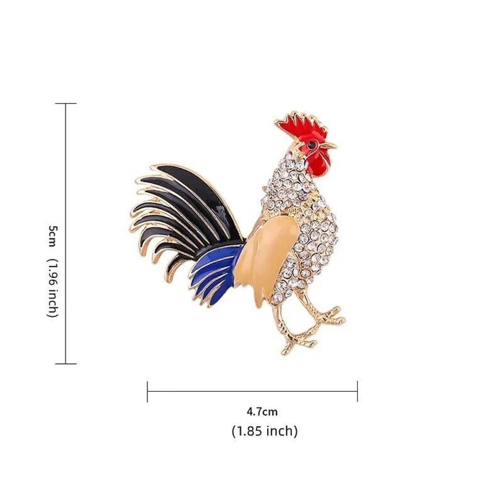 Other Rhinestones Rooster Brooch • Red Black Blue Brown Enamel Size ONE SIZE - 3 Thumbnail