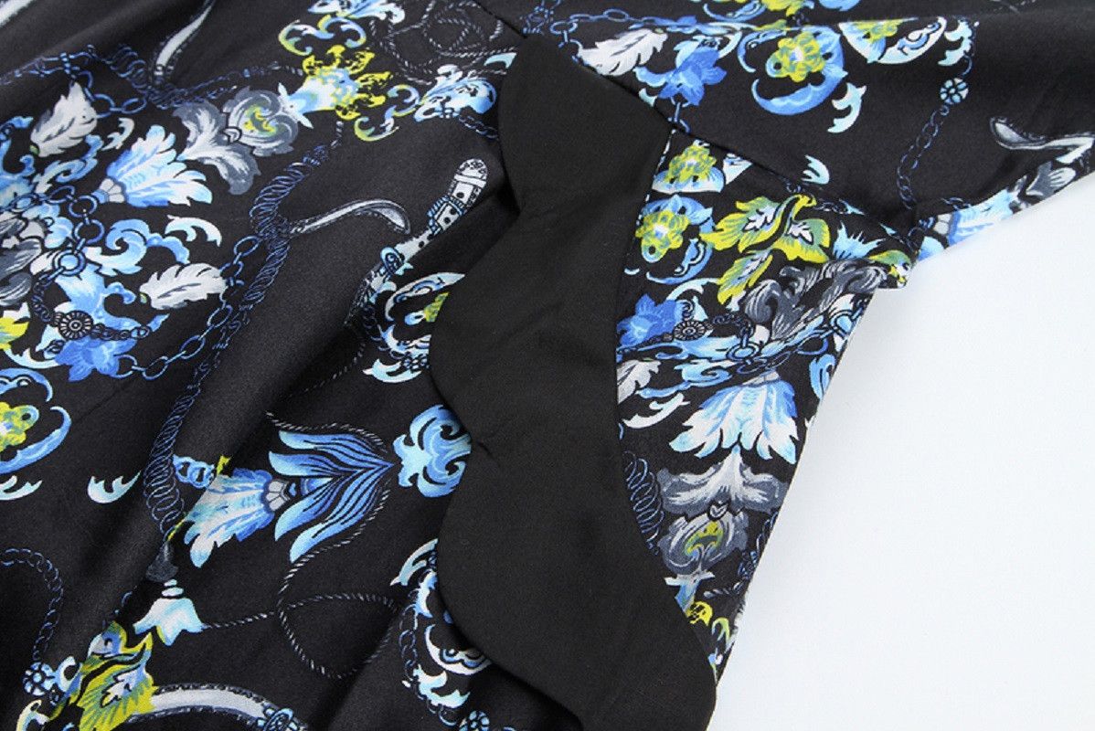 Other Black floral designer retro dresses with sleeves Size L / US 10 / IT 46 - 4 Thumbnail