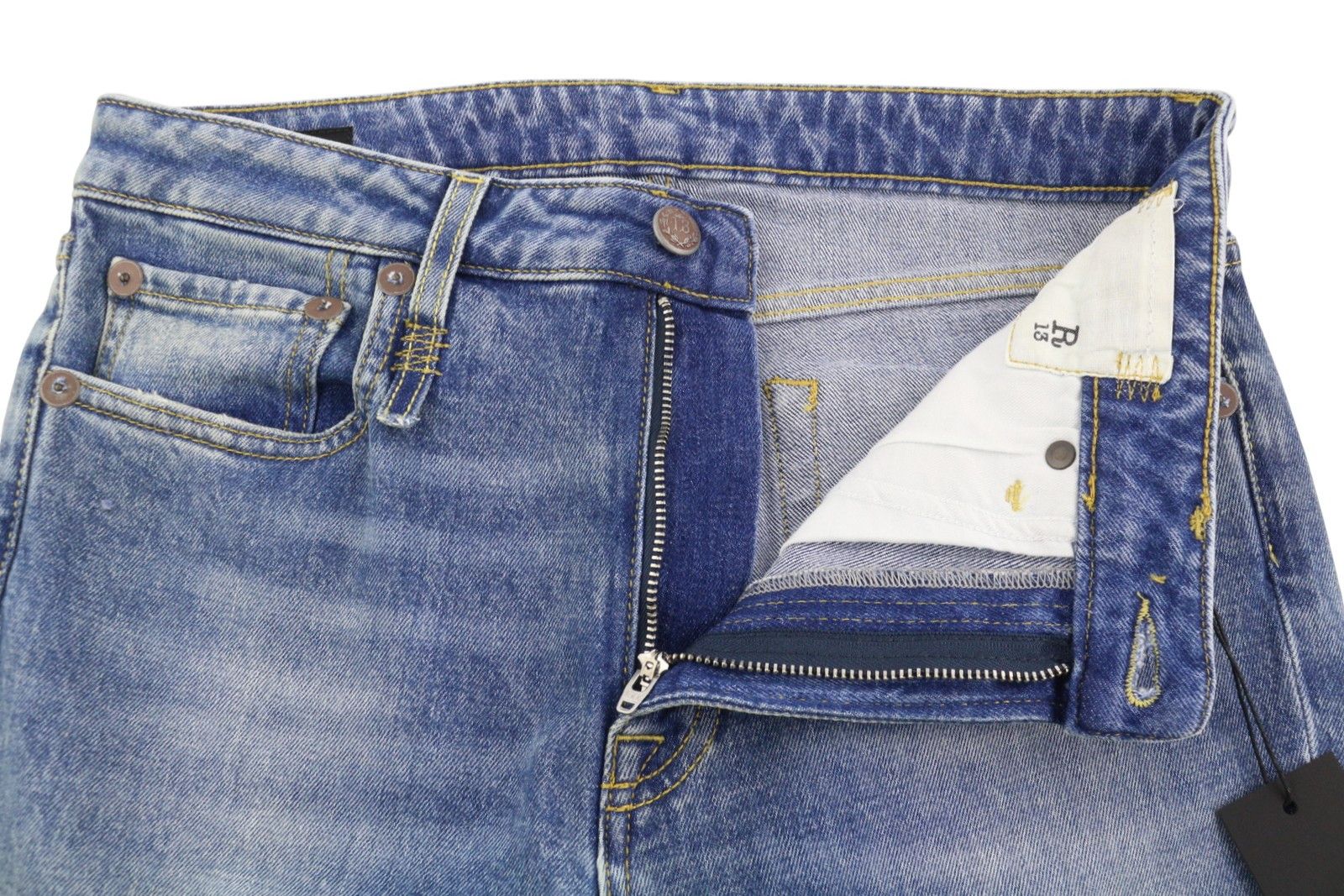 R13 KICK FIT 29 Jasper Stretch Cropped Faded Blue PS26 89078 Size 29" - 5 Thumbnail