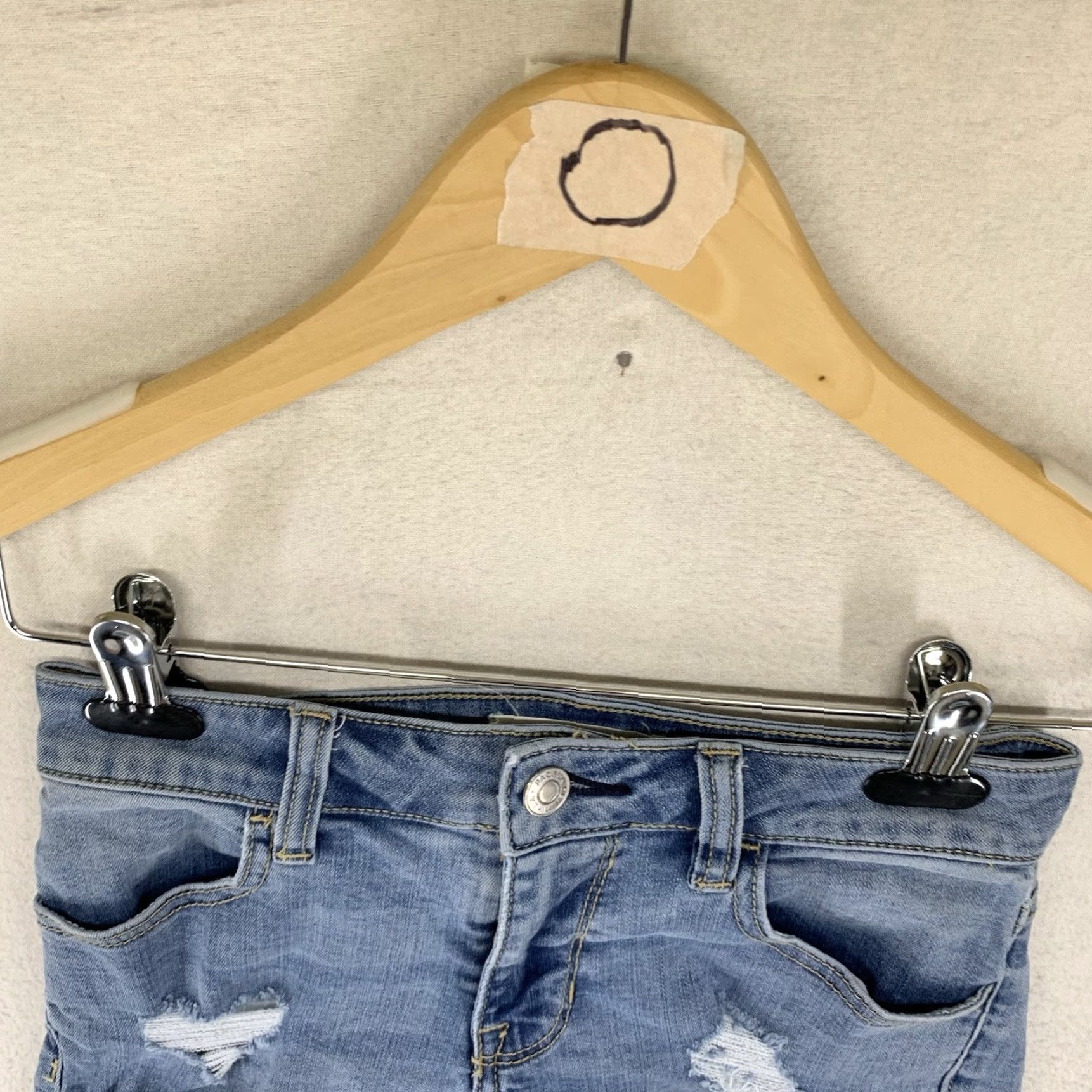 Pacsun PacSun Shorts Denim 24 Blue Distressed Shortie Cut Off Super Stretch Size 42" / US 20 - 3 Thumbnail