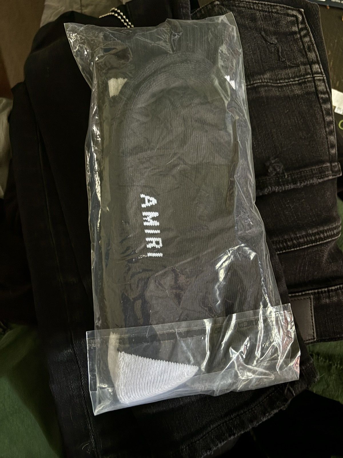 Amiri × Designer Amiri Ribbed Log Socks "Black" Size ONE SIZE - 2 Thumbnail