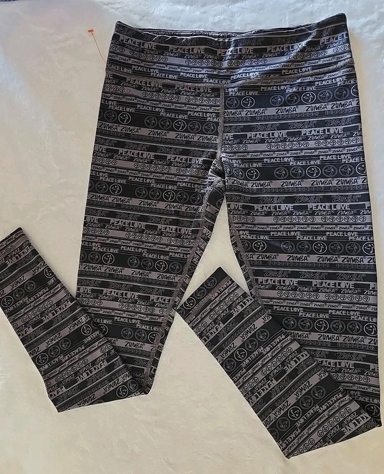 Other ZUMBA PEACE LOVE Black Leggings M Med Dance Workout Exercise Size 32" / US 10 / IT 46 - 2 Thumbnail