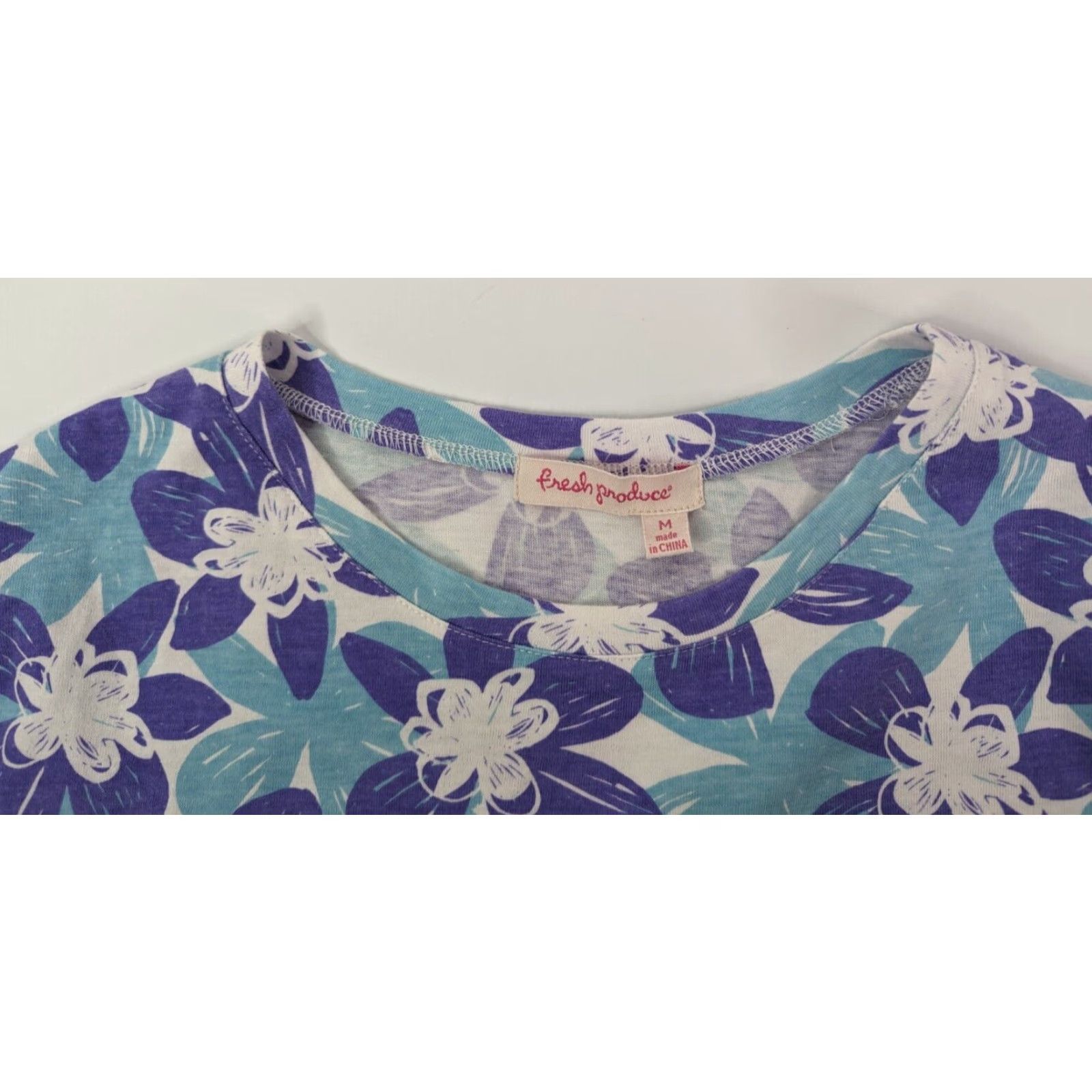 Gloverall Fresh Produce T-Shirt Floral All Over Graphic Scoop Neck Blue Cotton Tee Size M Women Size M / US 6-8 / IT 42-44 - 7 Thumbnail