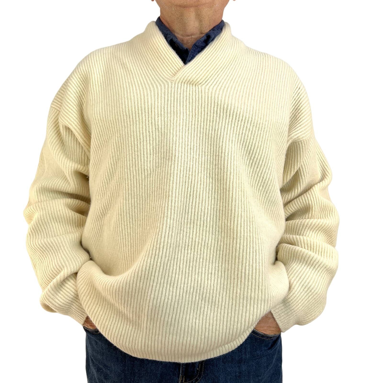 Eddie Bauer Eddie Bauer Ribbed V Neck Sweater Wool Ivory Pullover Size US XXL / EU 58 / 5 - 1 Thumbnail