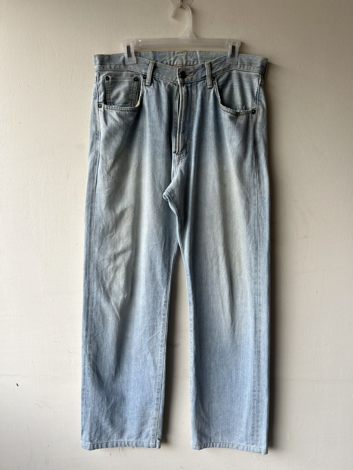 Edwin 2000s Edwin 505 Distressed Aging Mud Denim Selvedge Jeans Size US 32 / EU 48 - 2 Thumbnail