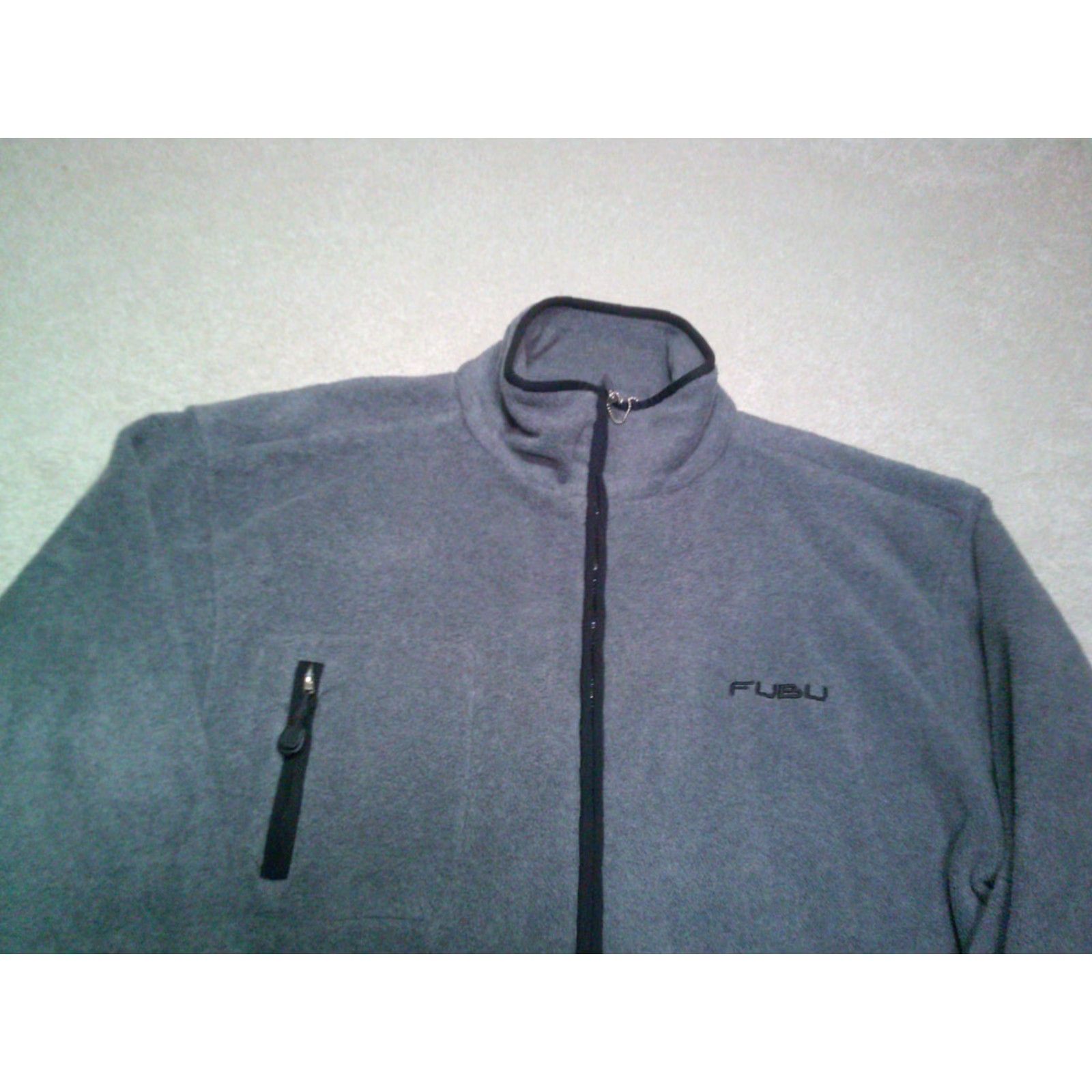 Fubu VINTAGE FUBU Jacket Windbreaker Fleece Gray Oversized Baggy Spell Out 90s Hip Hop Mens L Regular Size US L / EU 52-54 / 3 - 3 Thumbnail