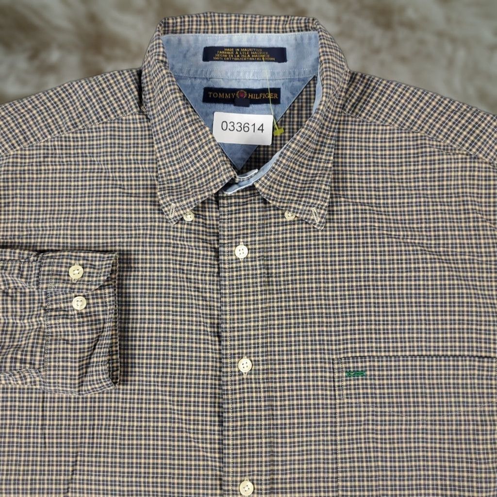 Tommy Hilfiger Tommy Hilfiger Shirt Mens XL Blue Beige Plaid Button-Up Long Sleeve Casual Business Formal 80s 90s Preppy Mens Size US XL / EU 56 / 4 - 1 Thumbnail