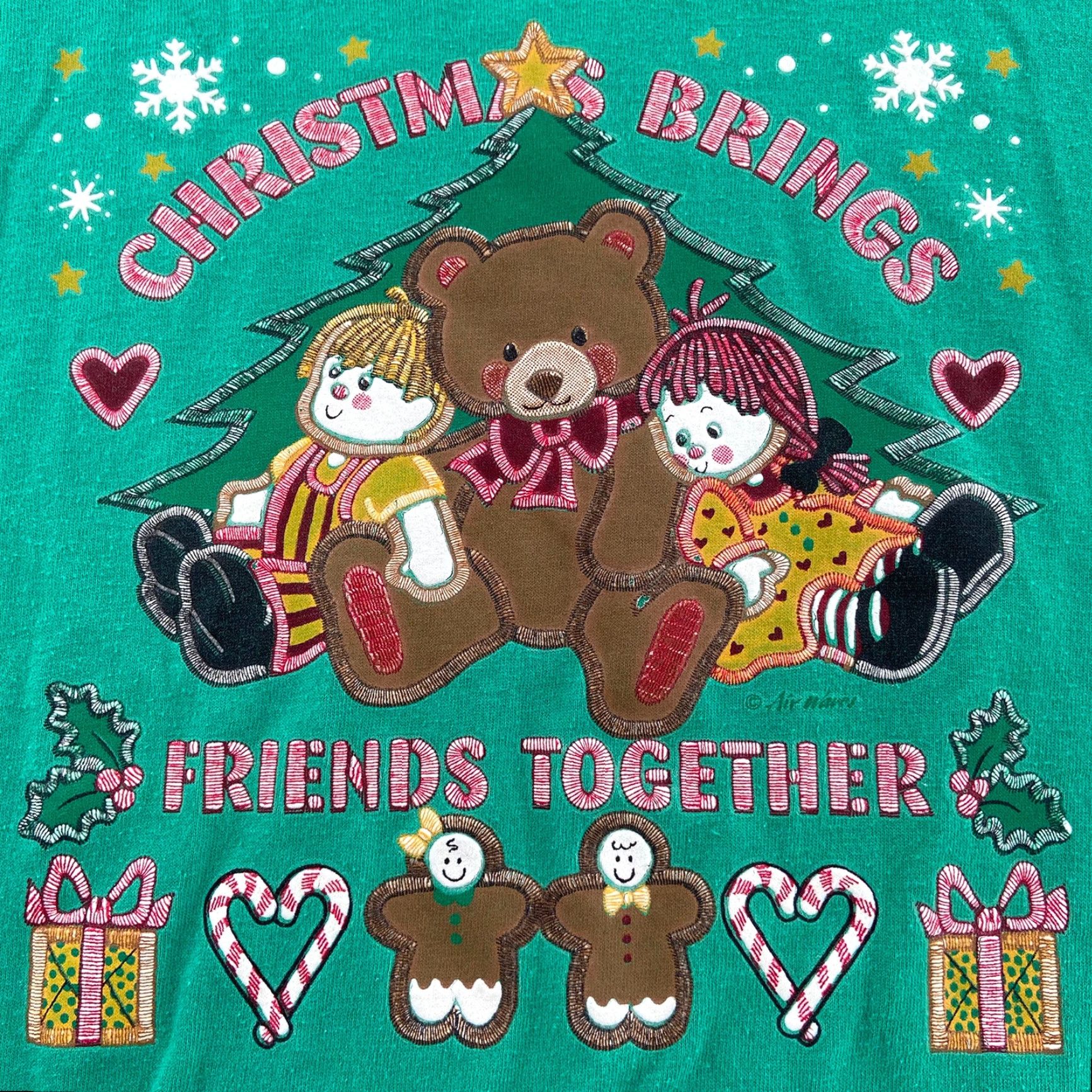 Hanes VINTAGE Hanes Christmas Shirt Adult Large Green Stitch Single Stitch Crew Neck T-Shirt Men Christmas 90s Friends Decorative Logo Regular Fit Size US L / EU 52-54 / 3 - 4 Thumbnail