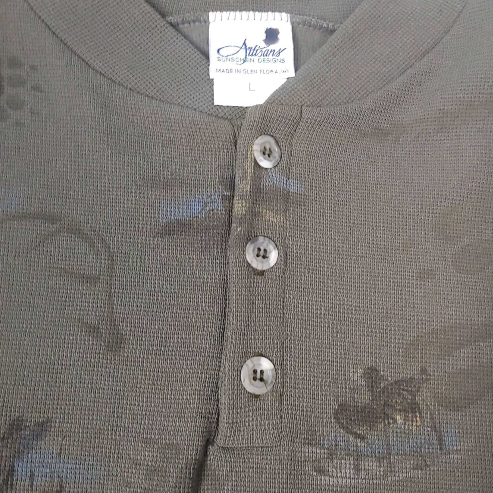 Vintage VINTAGE Artisans Sunshein Designs Henley Shirt Men's L Green Wildlife Bear Deer Moose Elk Pheasant 29" 31" 25" Chest Casual Size US L / EU 52-54 / 3 - 4 Thumbnail