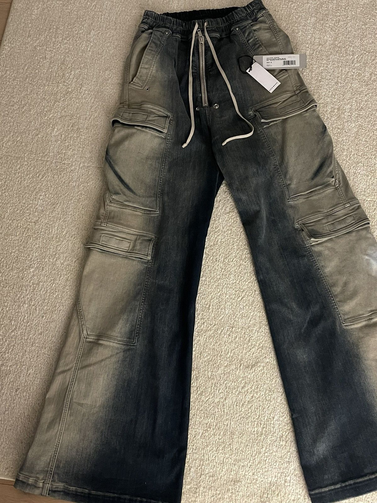 image of Rick Owens Double Cargo Jumble Belas Pants Mineral Pearl in Blue, Men's (Size 30)