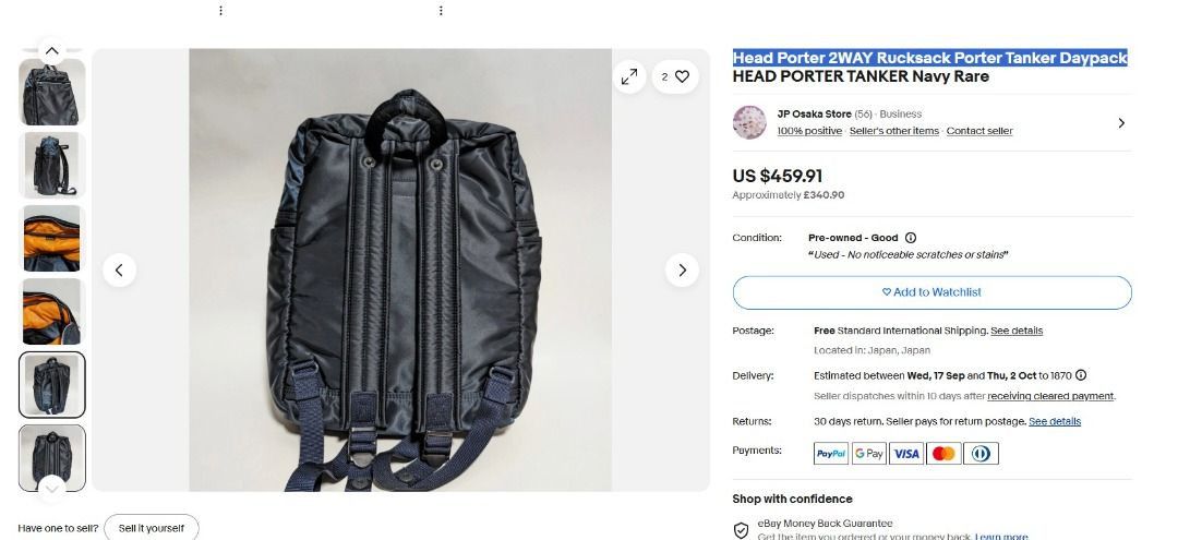 Head Porter 2-Way Rucksack – Porter Tanker Daypack