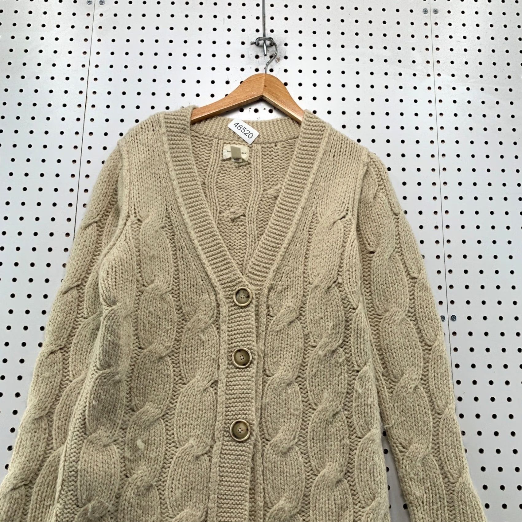 Banana Republic Banana Republic Cardigan Sweater Womens Medium Tan Alpaca Wool Cable Knit Chunky Size M / US 6-8 / IT 42-44 - 5 Thumbnail