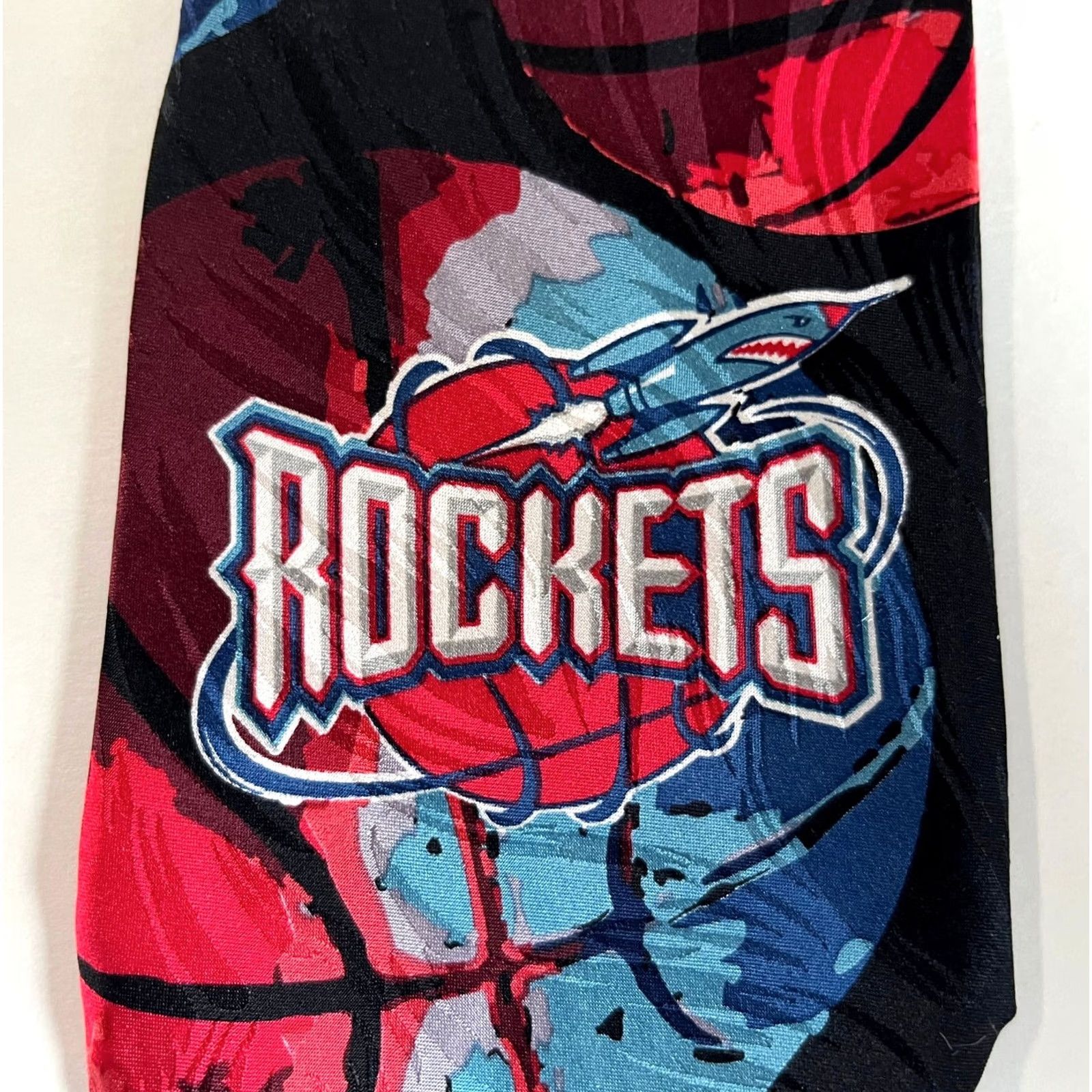 NBA NOS Vintage 90s NBA Houston Rockets Silk Tie RM Sport Ralph Marlin Made in USA Size ONE SIZE - 6 Thumbnail