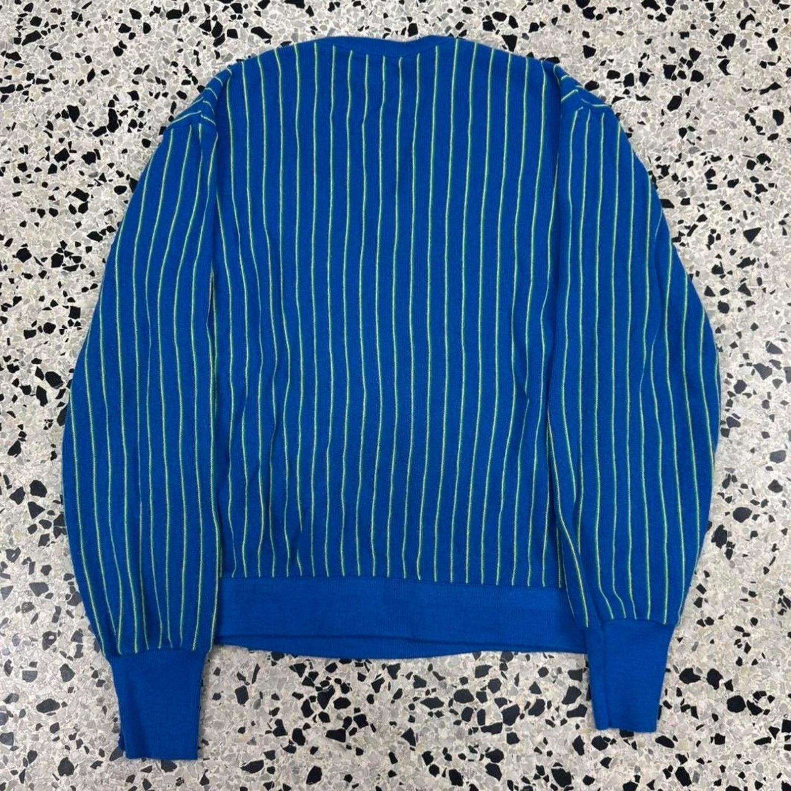 Izod × Lacoste × Vintage VINTAGE 70S 80S IZOD LACOSTE V-NECK VERTICAL STRIPED SWEATER Size US XL / EU 56 / 4 - 4 Thumbnail