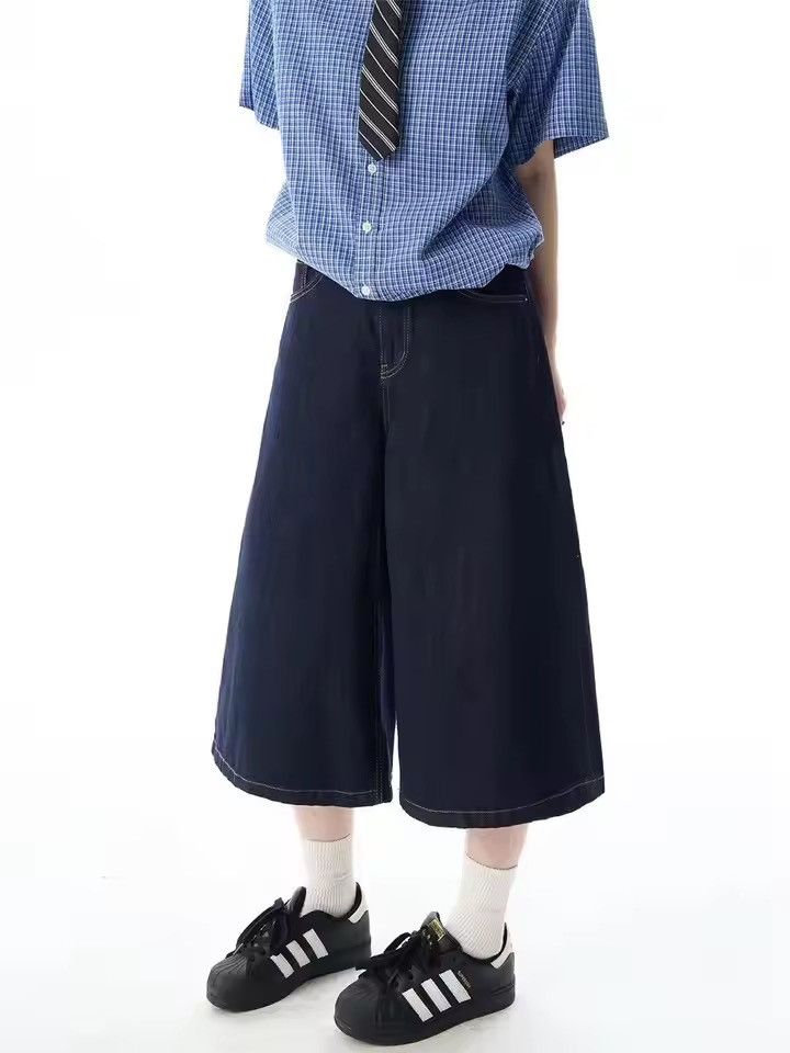 Japanese Brand Baggy Jorts Wide Leg Skater Shorts Y2K Style Size US 27 - 3 Thumbnail