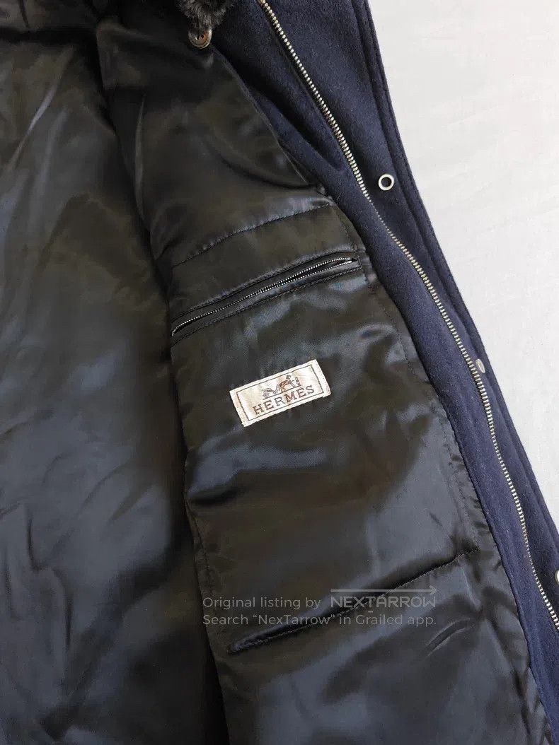 Hermes Hermes Cashmere jacket fur collar, navy blue, 100% cashmer Size US L / EU 52-54 / 3 - 4 Thumbnail