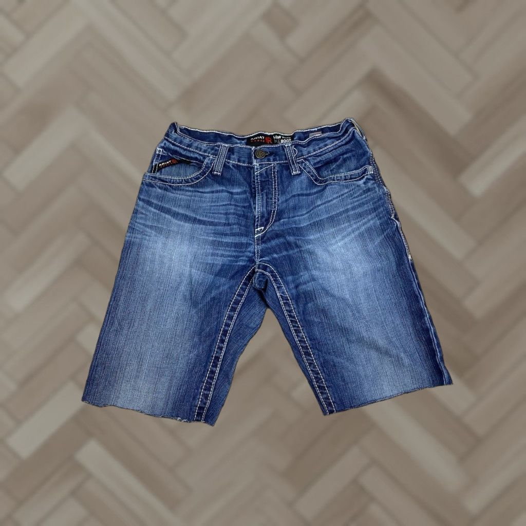 Ariat Ariat Denim Short Shorts Mens 30 Cut Off Relaxed 5-Pocket Flat Front Raw Hem Casual Blue Vintage No M4 9777 Size US 30 / EU 46 - 1 Thumbnail