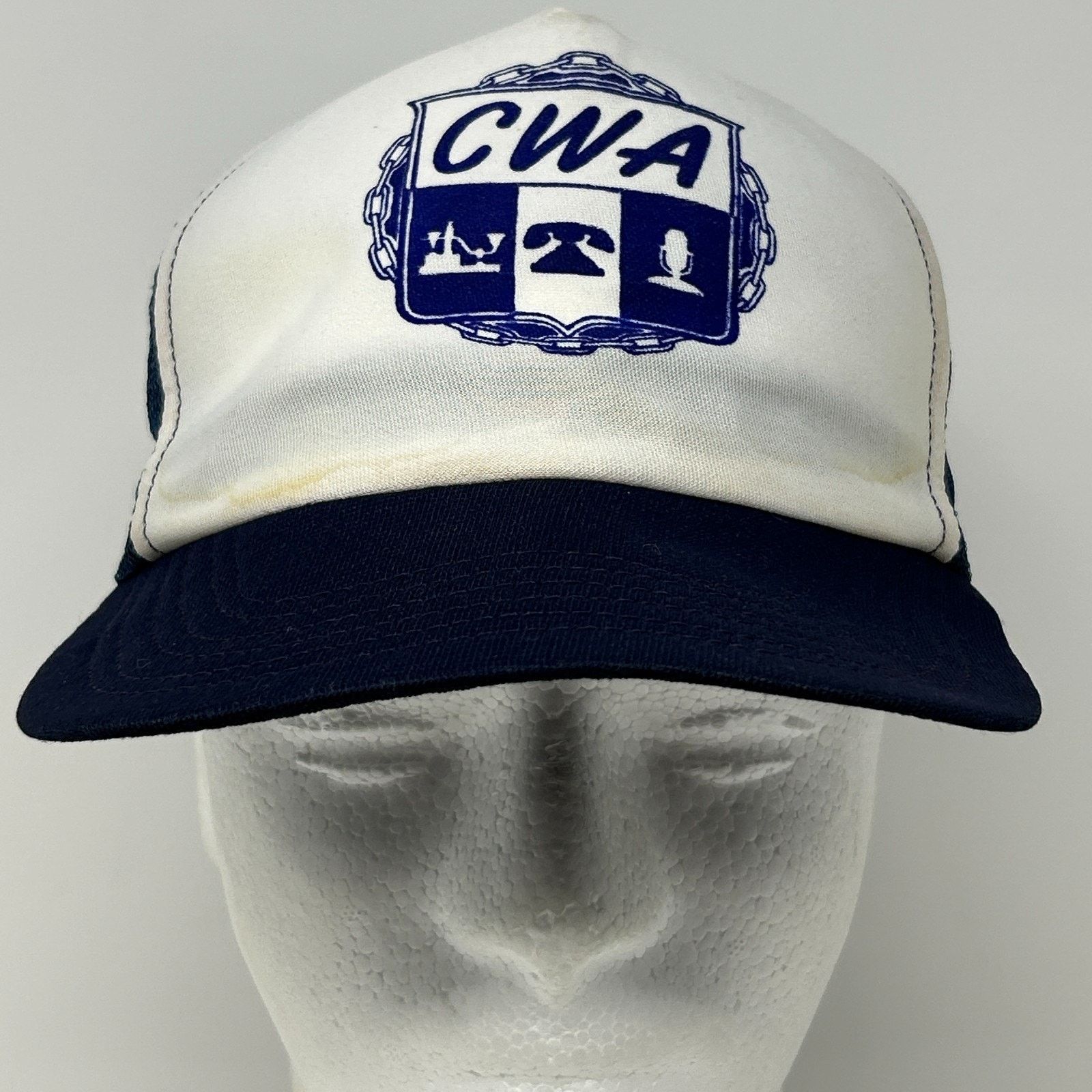 Vintage Vintage 80s CWA Communications Workers Trucker Hat Cap Blue Size ONE SIZE - 2 Thumbnail