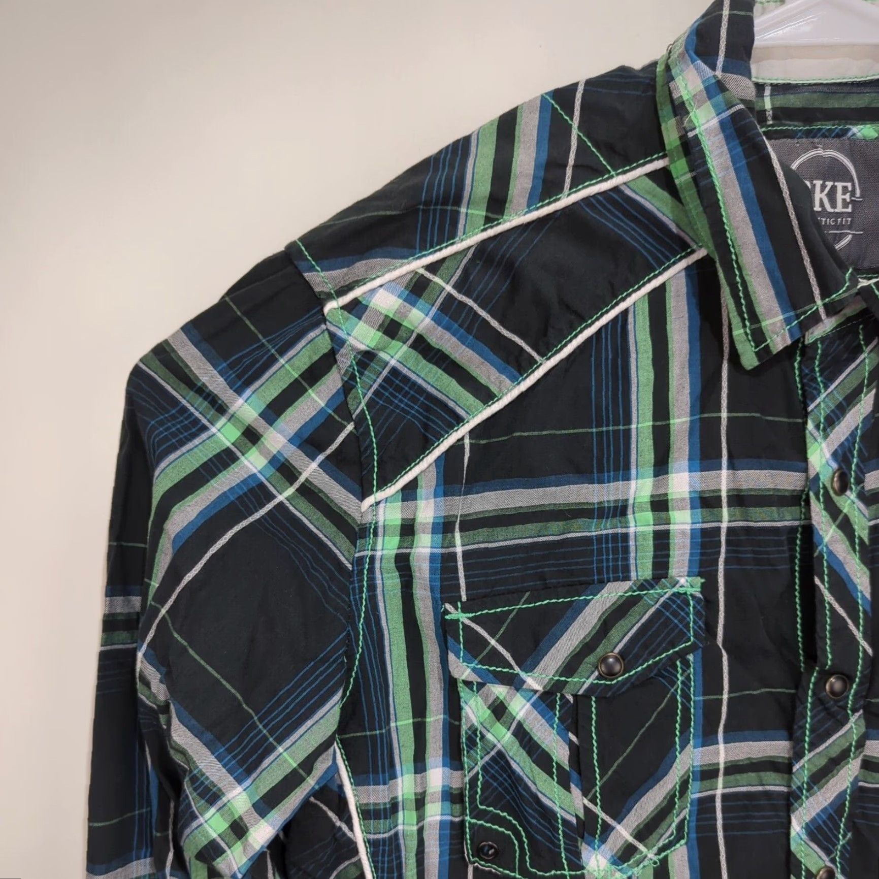 BKE BKE Athletic Fit Pearl Snap Shirt Mens Black Plaid Long Sleeve Large Western Shirt Size US L / EU 52-54 / 3 - 4 Thumbnail