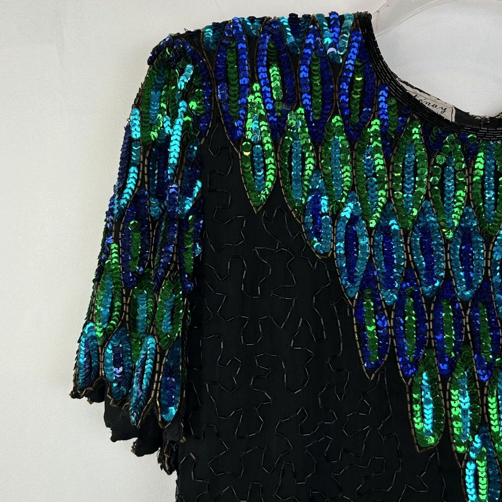 Vintage VINTAGE Stenay Dress Black Silk Sequin Bead Cocktail Evening Women Sz 12 P 80s Size XL / US 12-14 / IT 48-50 - 6 Thumbnail