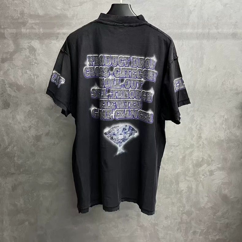 Balenciaga Black Graphic Short Sleeve TShirt-2505 Size US S / EU 44-46 / 1 - 4 Thumbnail
