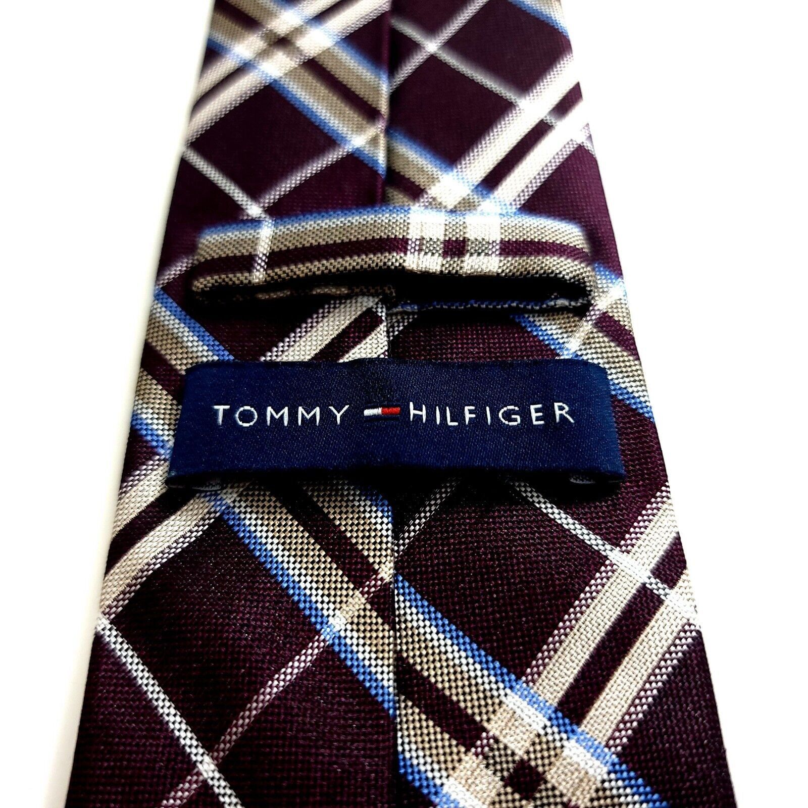 Tommy Hilfiger Tommy Hilfiger Purple Tan Woven Plaid Silk Tie Size ONE SIZE - 3 Thumbnail