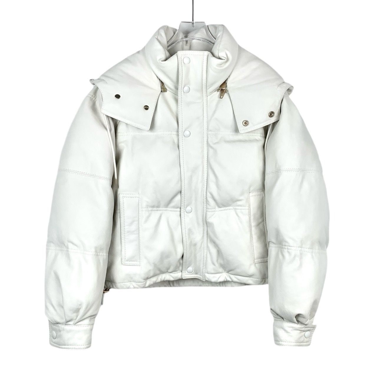 Celine Celine White Lambskin Hooded Quilted Down Jacket (Size 34 XX Size XXS / US 00 / IT 34 - 1 Thumbnail