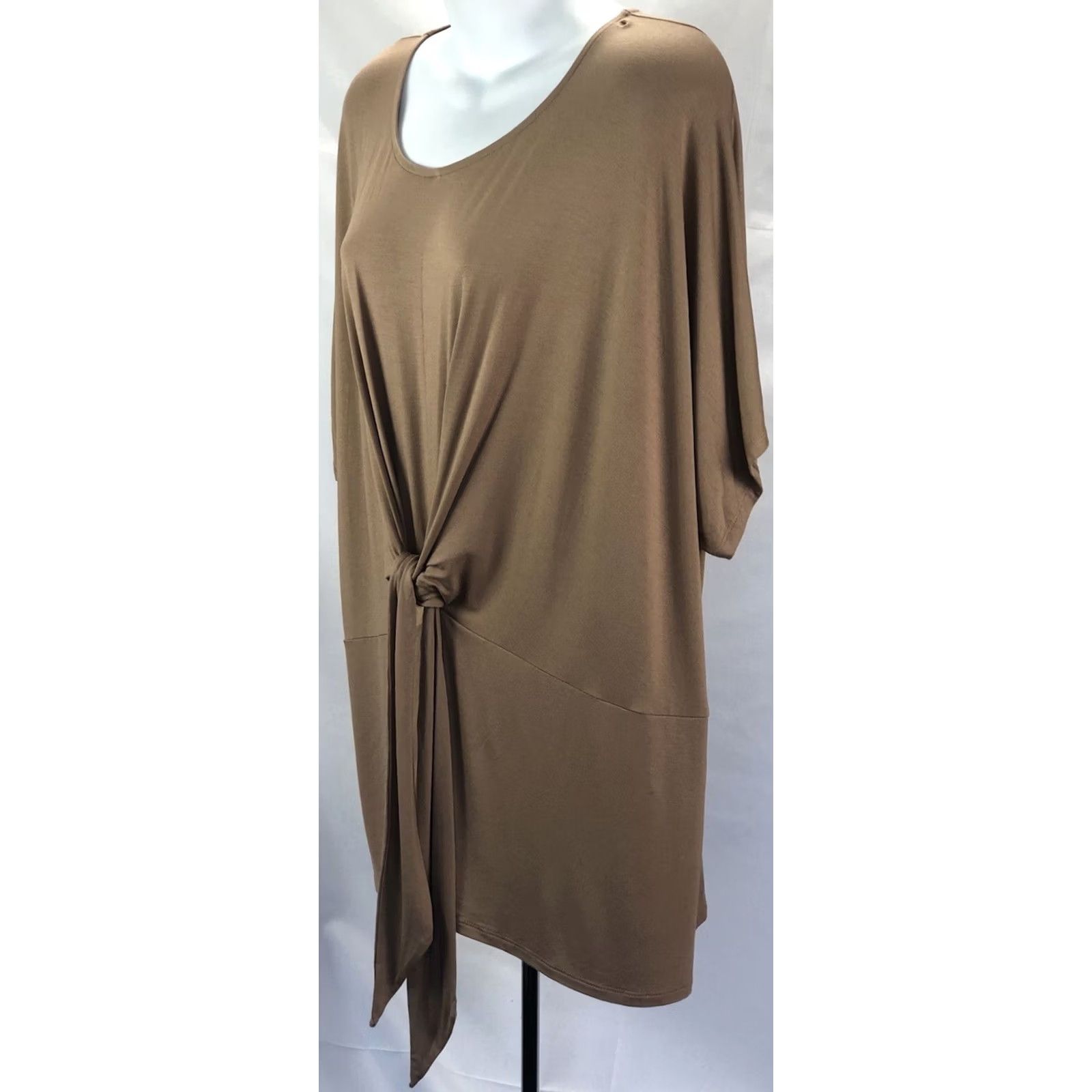 Worthington NWT Worthington Blouse Top XXL Brown ShortSleeve Tie Front Empire Waist Stretch Size XXL / US 16-18 / IT 52-54 - 3 Thumbnail