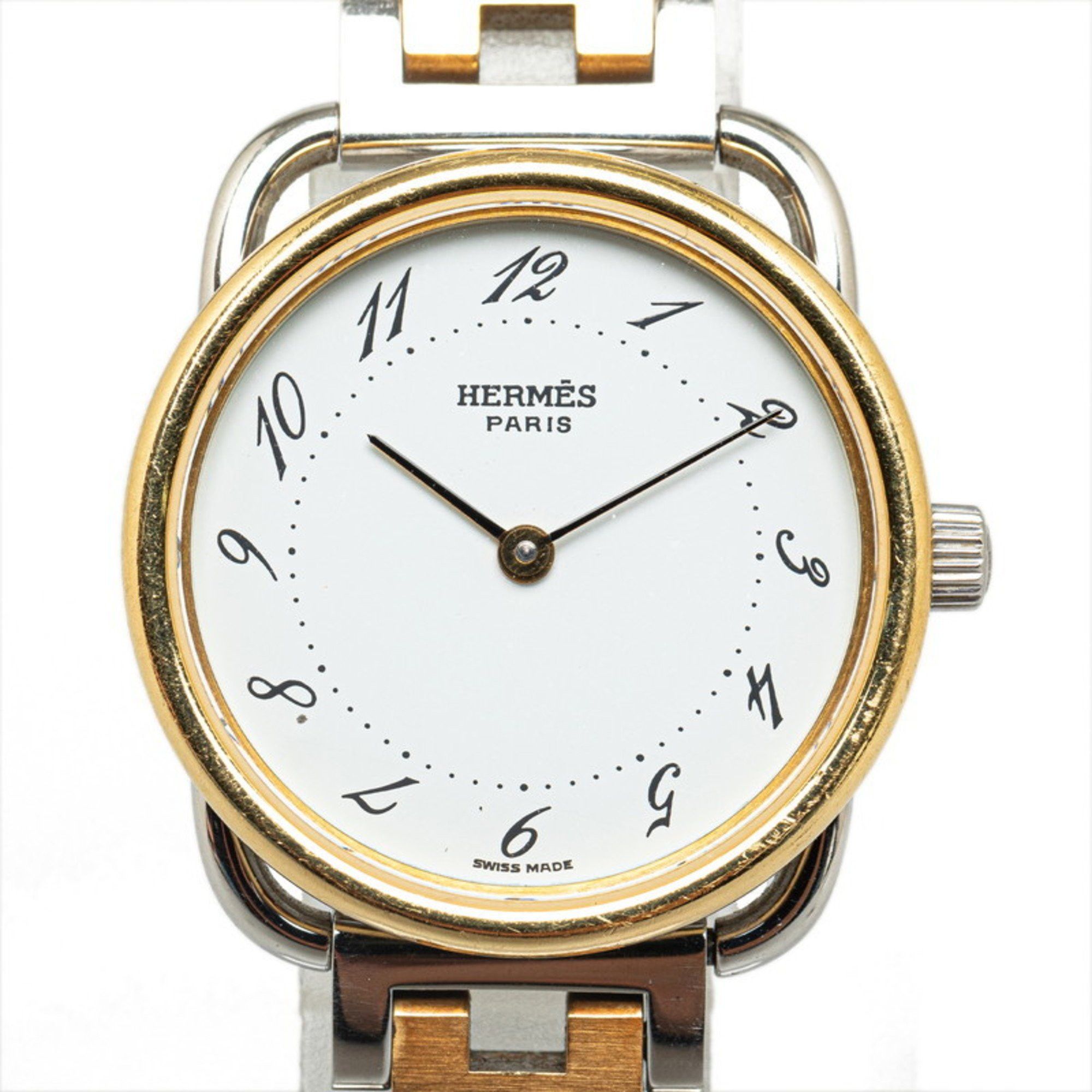 Image of Hermes Arceau Watch Ar3.220 Quartz White Dial Stainless Steel Plated Women's Hermes