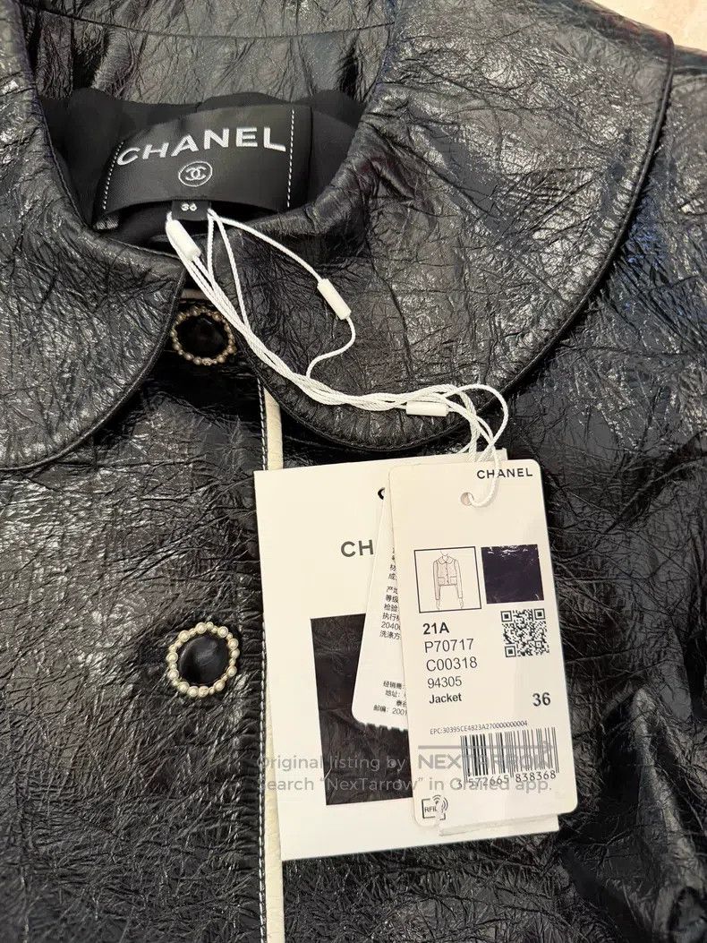 Chanel Chanel 21A black pearl buckle doll collar two pockets blac Size XS / US 0-2 / IT 36-38 - 4 Thumbnail
