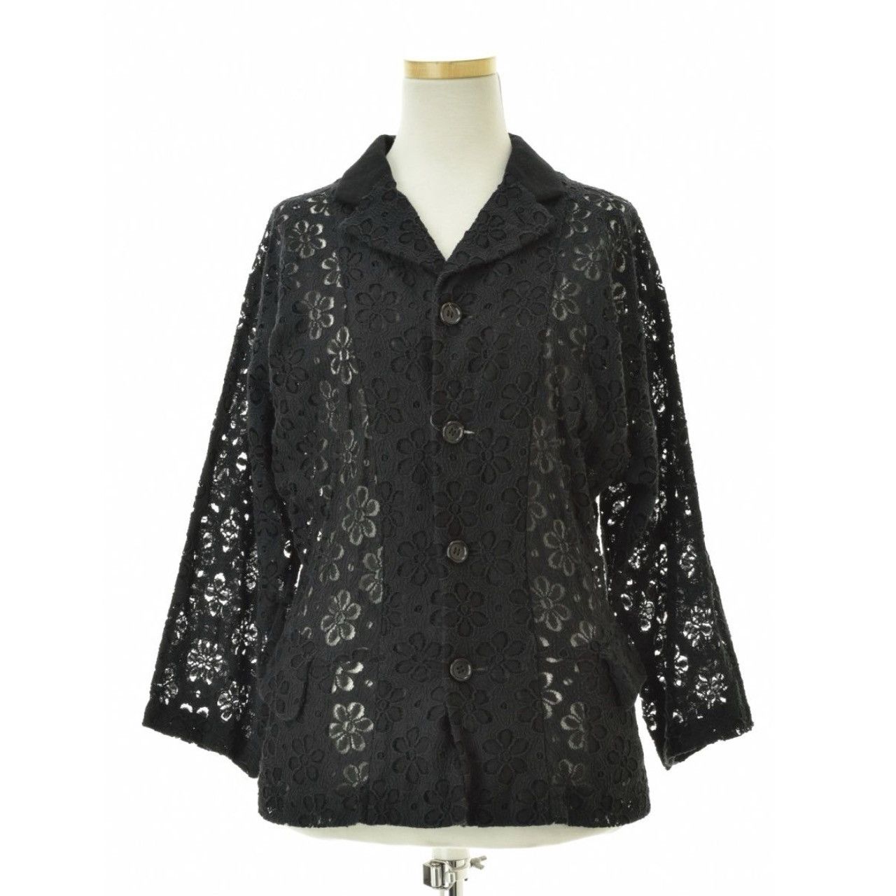 Comme des Garcons COMME des GARCONS - Floral Lace Cropped Shirt Jacket Blazer Size M / US 6-8 / IT 42-44 - 1 Thumbnail