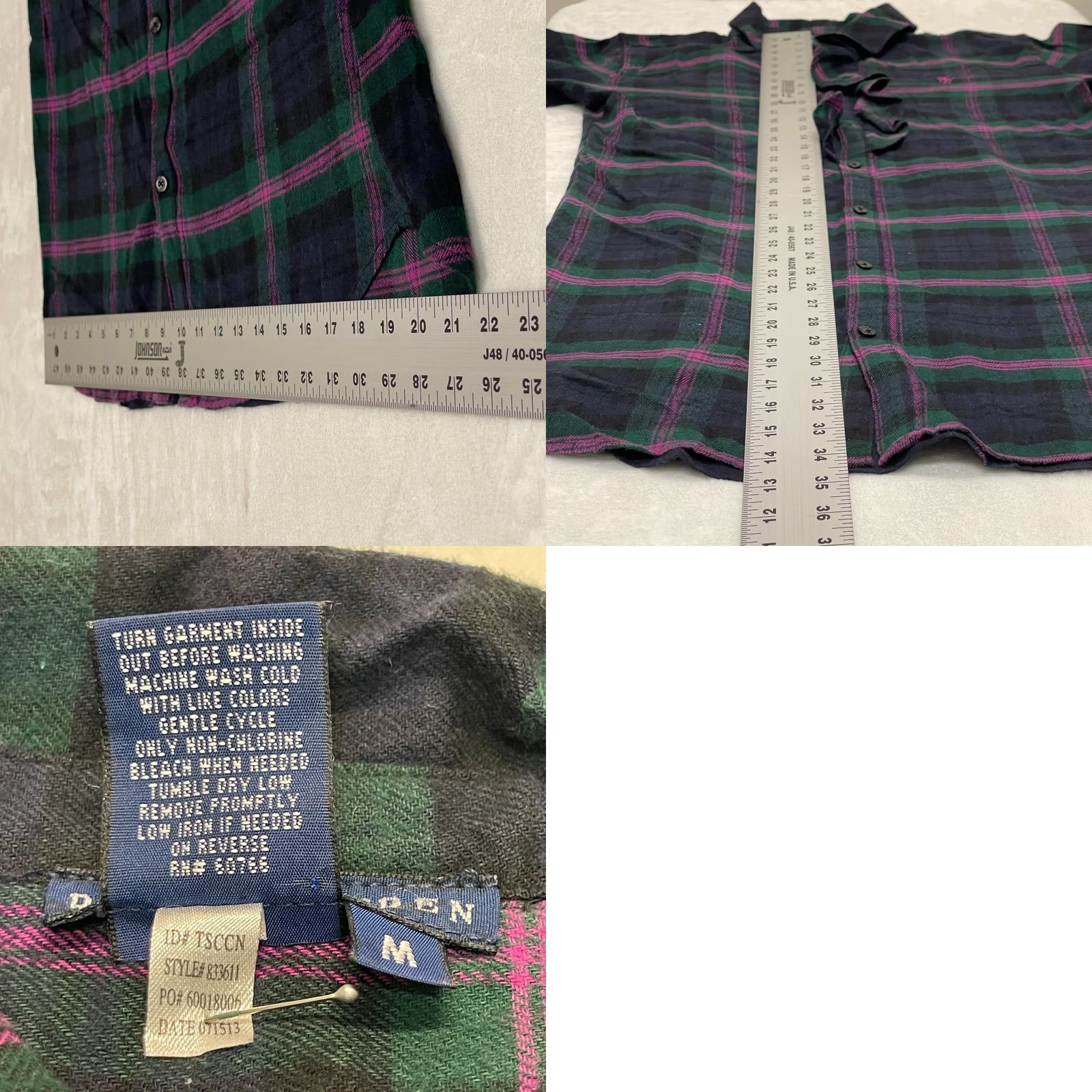Ralph Lauren Ralph Lauren Plaid 100% Cotton Flannel Shirt Dress Medium Green/Black/Pink Long Sleeve Button Front Ruffle Casual Shirt Dress Womens Size M / US 6-8 / IT 42-44 - 8 Thumbnail