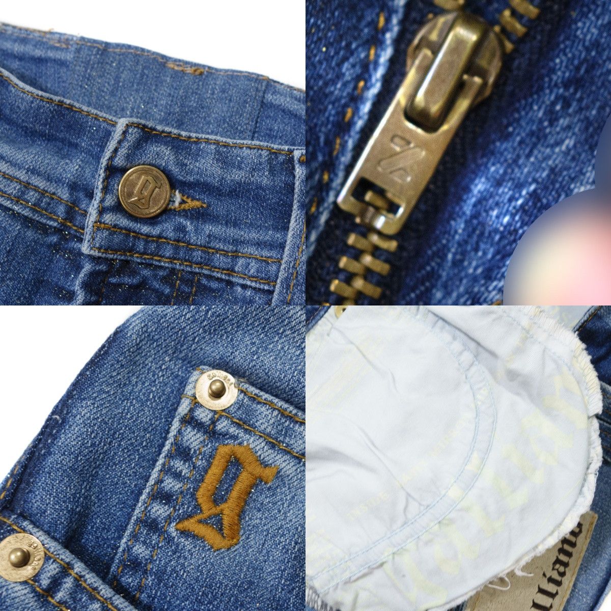 John Galliano Y2K Galliano Glitter Straight Leg Logo Patch Jeans Size 32" / US 10 / IT 46 - 10 Thumbnail