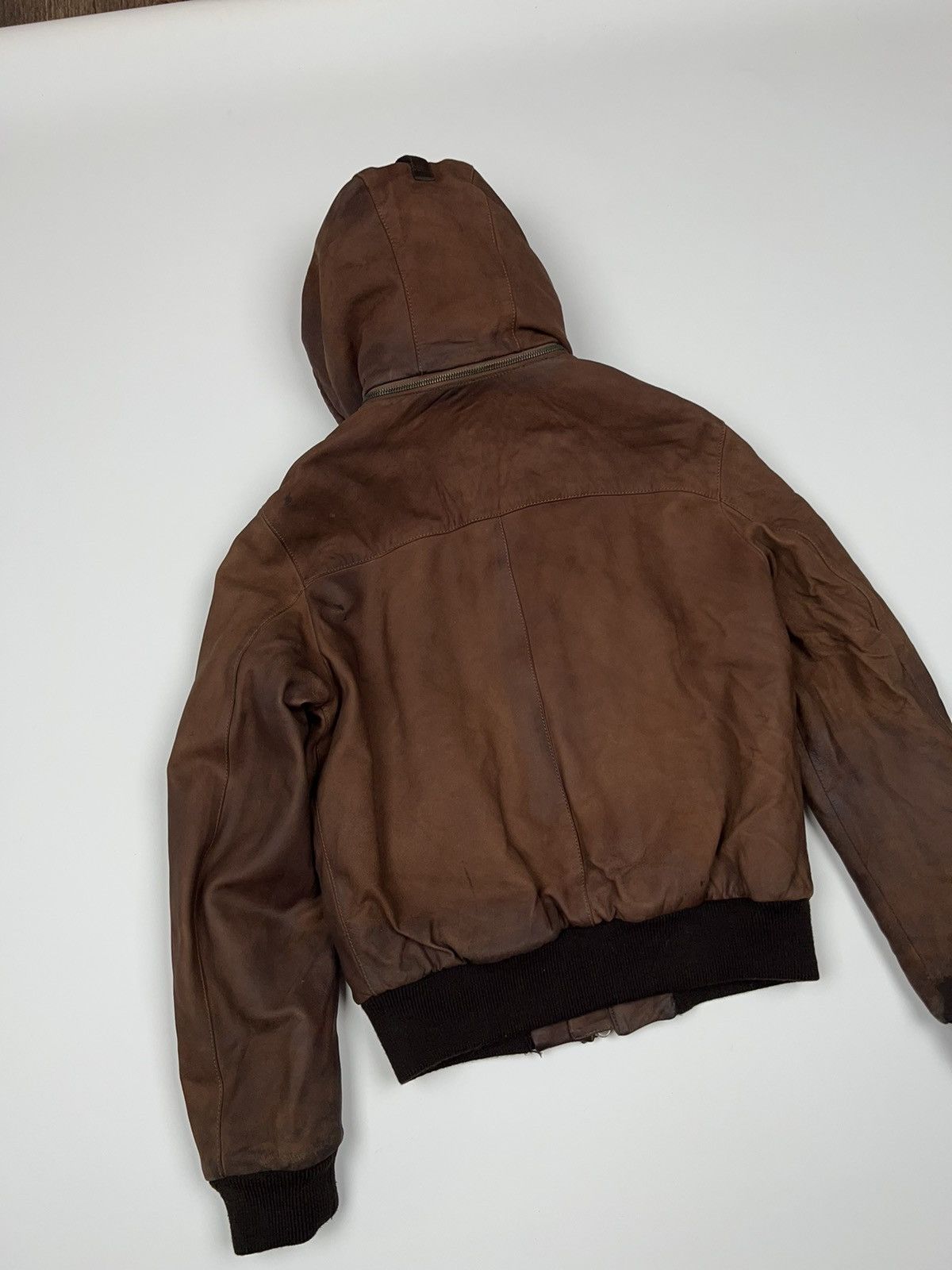 Pal Zileri Pal Zileri Lab Leather Hooded Bomber Jacket Aviator Fly Size US M / EU 48-50 / 2 - 20 Thumbnail