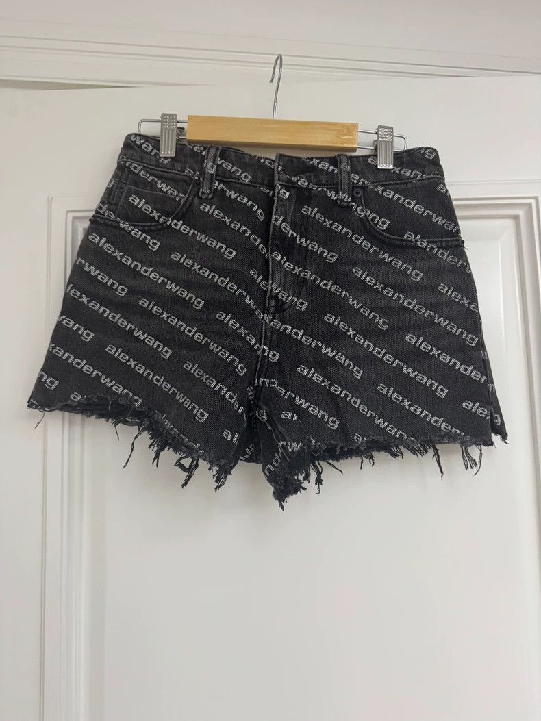 Alexander Wang Alexander Wang Bite Logo Print Denim Shorts- Size 25" / US 0 / IT 36 - 2 Thumbnail
