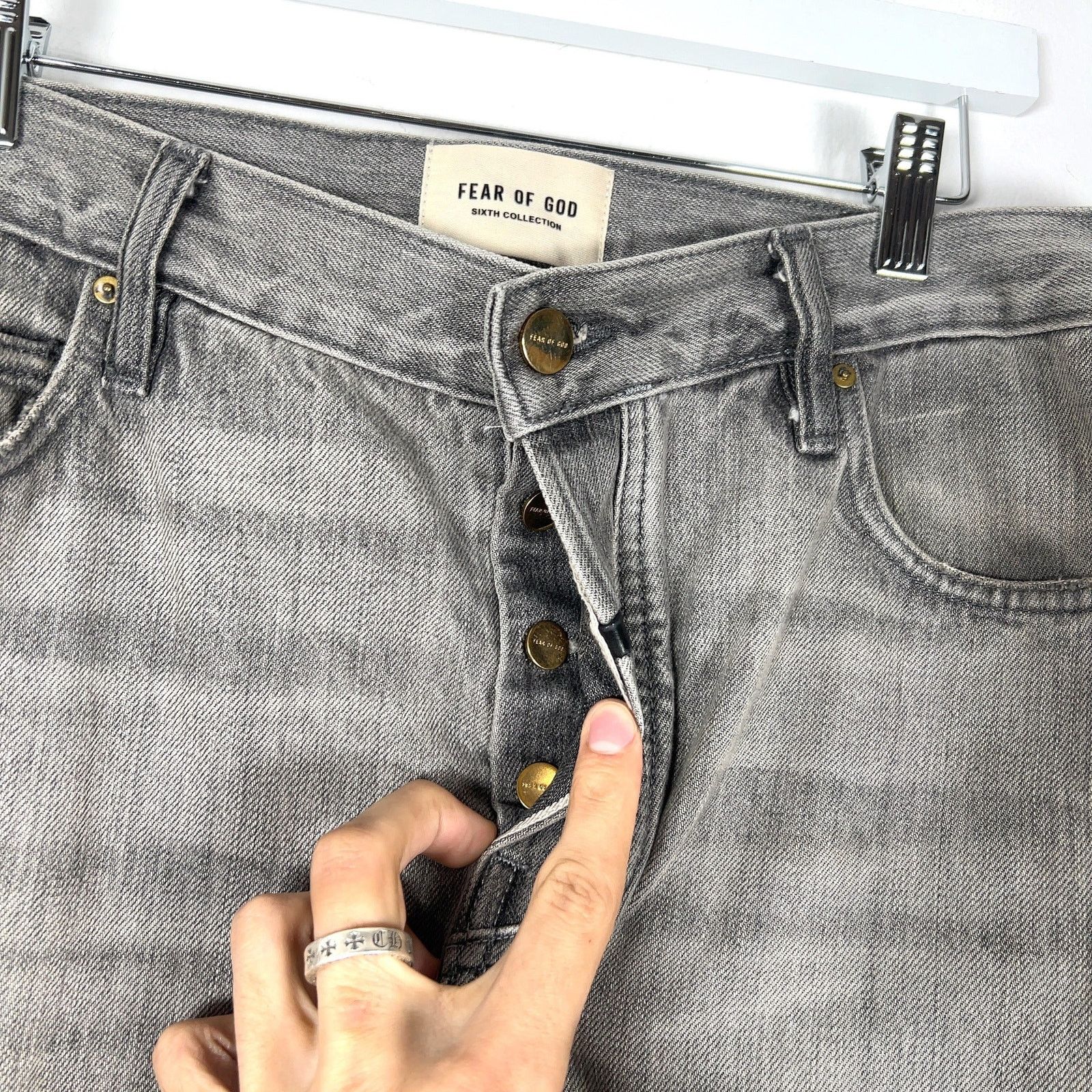 Fear of God Fear of God 6th Collection Leather Tab Denim Jeans Size US 34 / EU 50 - 3 Thumbnail