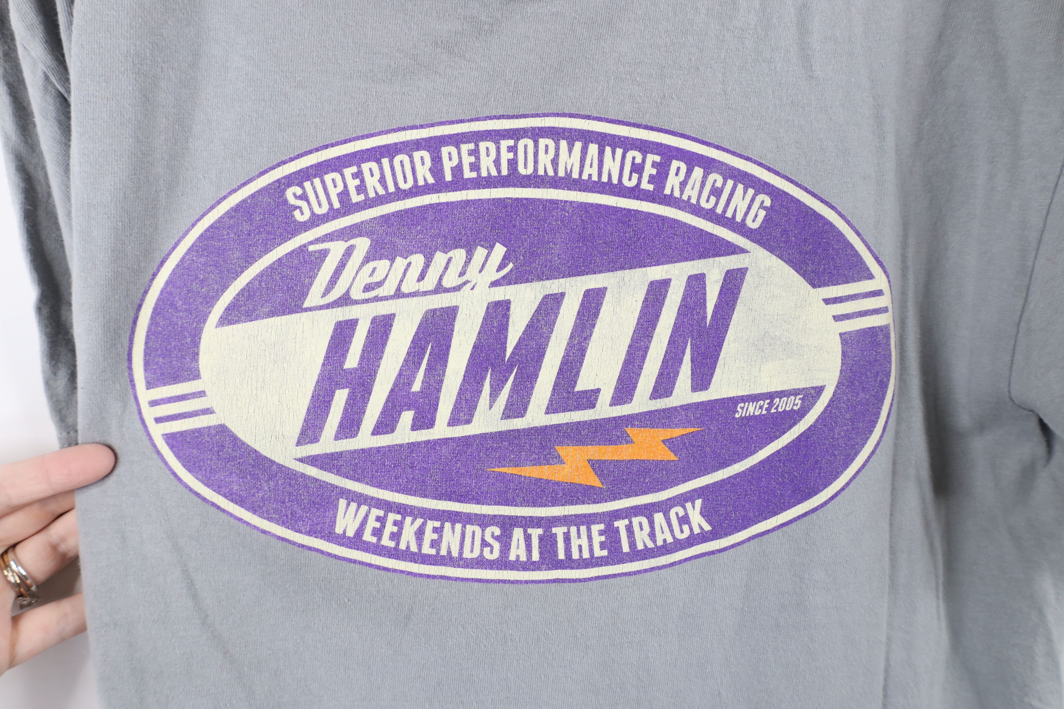 Vintage Vintage NASCAR Distressed Denny Hamlin Racing T-Shirt Gray Size US M / EU 48-50 / 2 - 4 Thumbnail