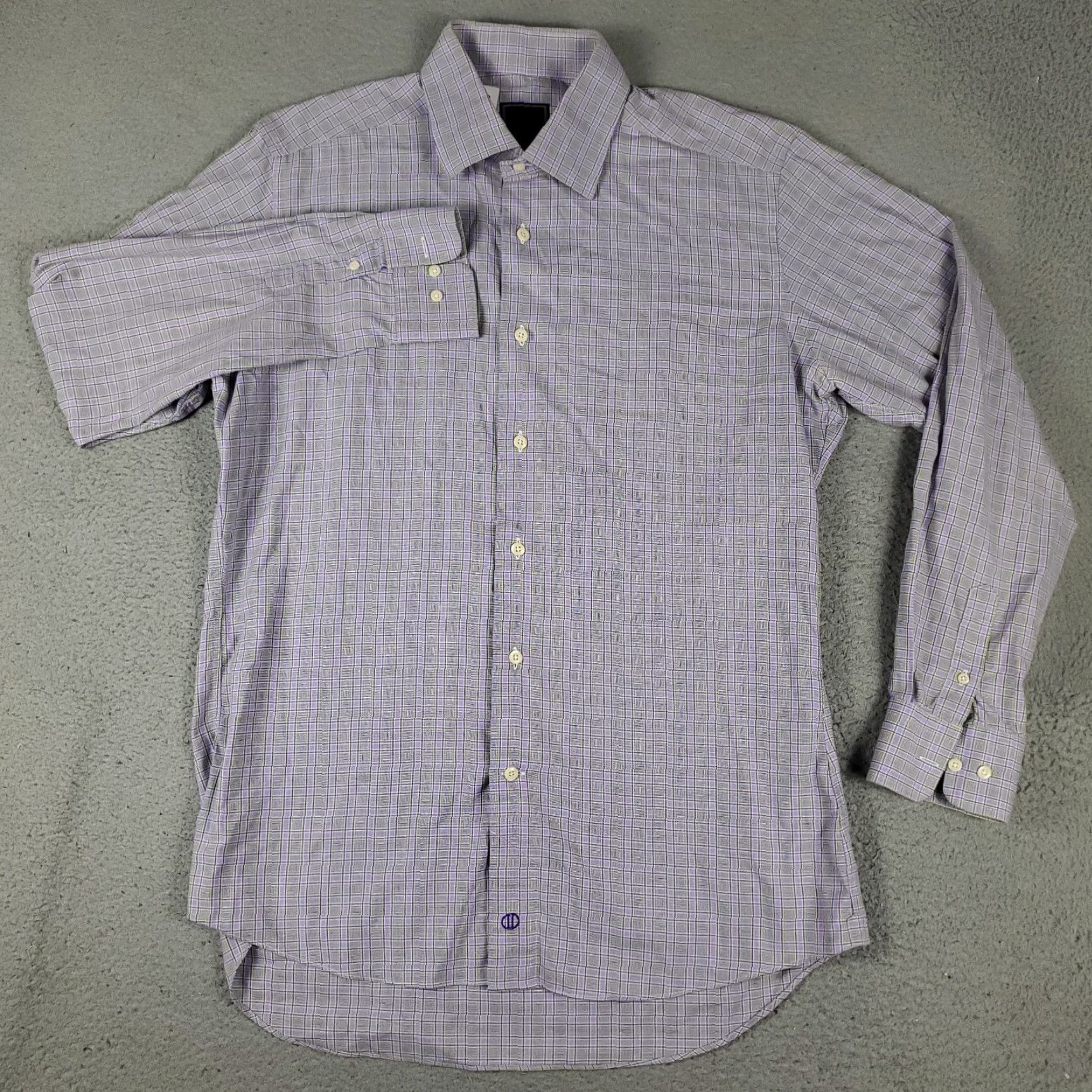 David Donahue DAVID DONAHUE Shirt Mens Size 16.5 Purple Plaid Dress Long Sleeve Button-Up Modern Casual Business Regular Fit Size 42R - 2 Thumbnail