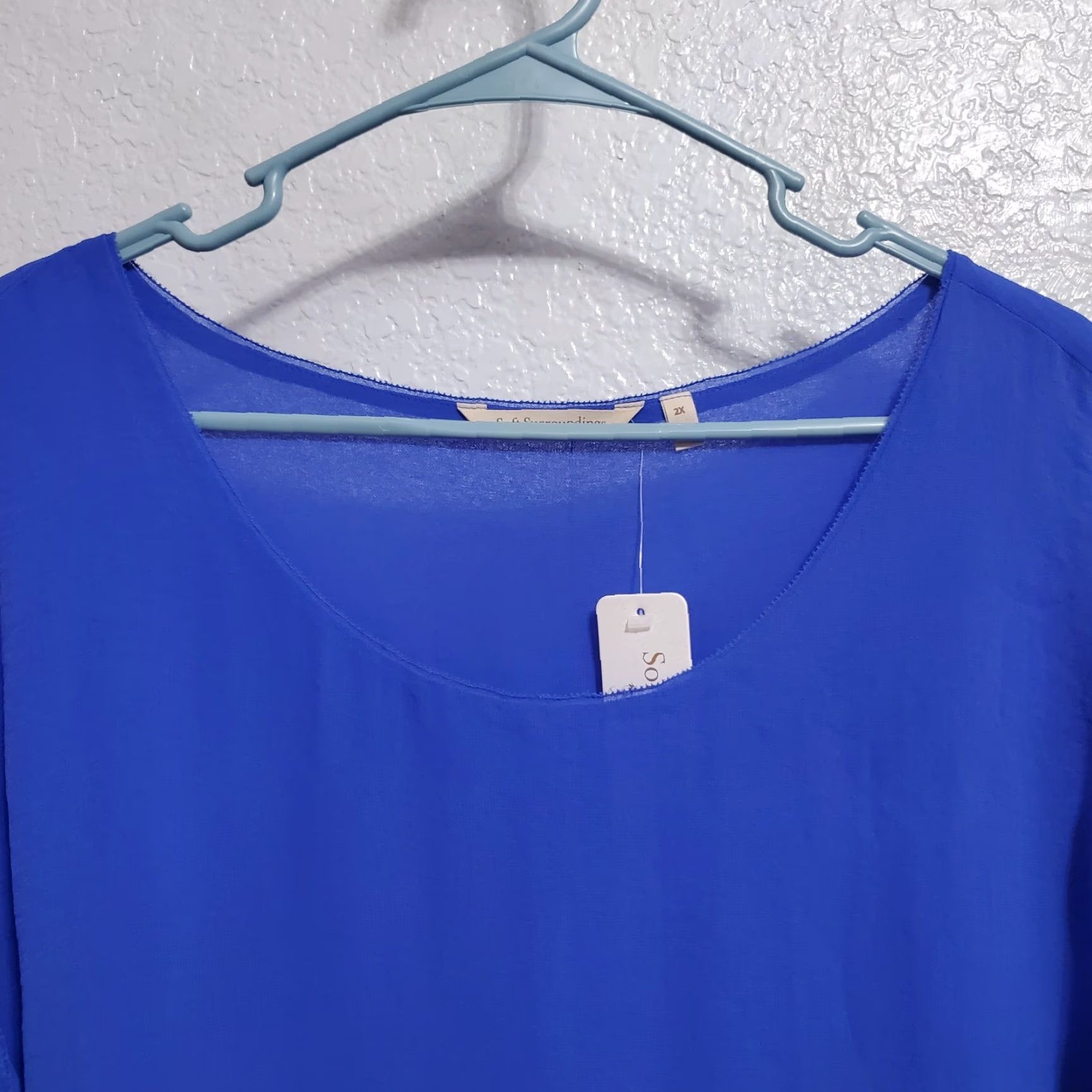 Soft Surroundings VINTAGE Soft Surroundings Top Women 2X Dazzling Blue Sleeveless Summer Fling Blouse Tank Size XXL / US 16-18 / IT 52-54 - 5 Thumbnail