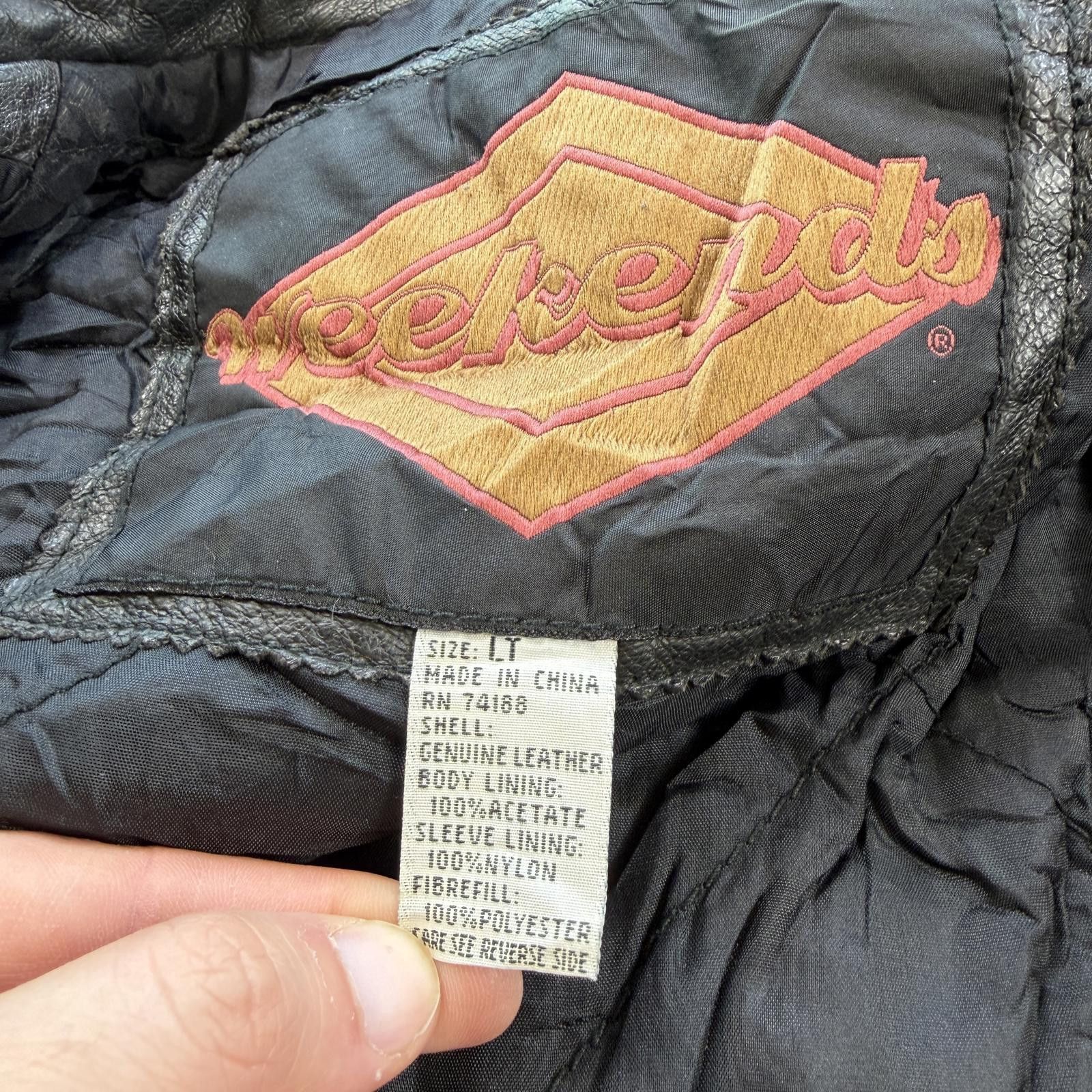 The Weeknd Vintage 90s Weekends Genuine Leather Bomber Jacket Black LT Size US L / EU 52-54 / 3 - 4 Thumbnail