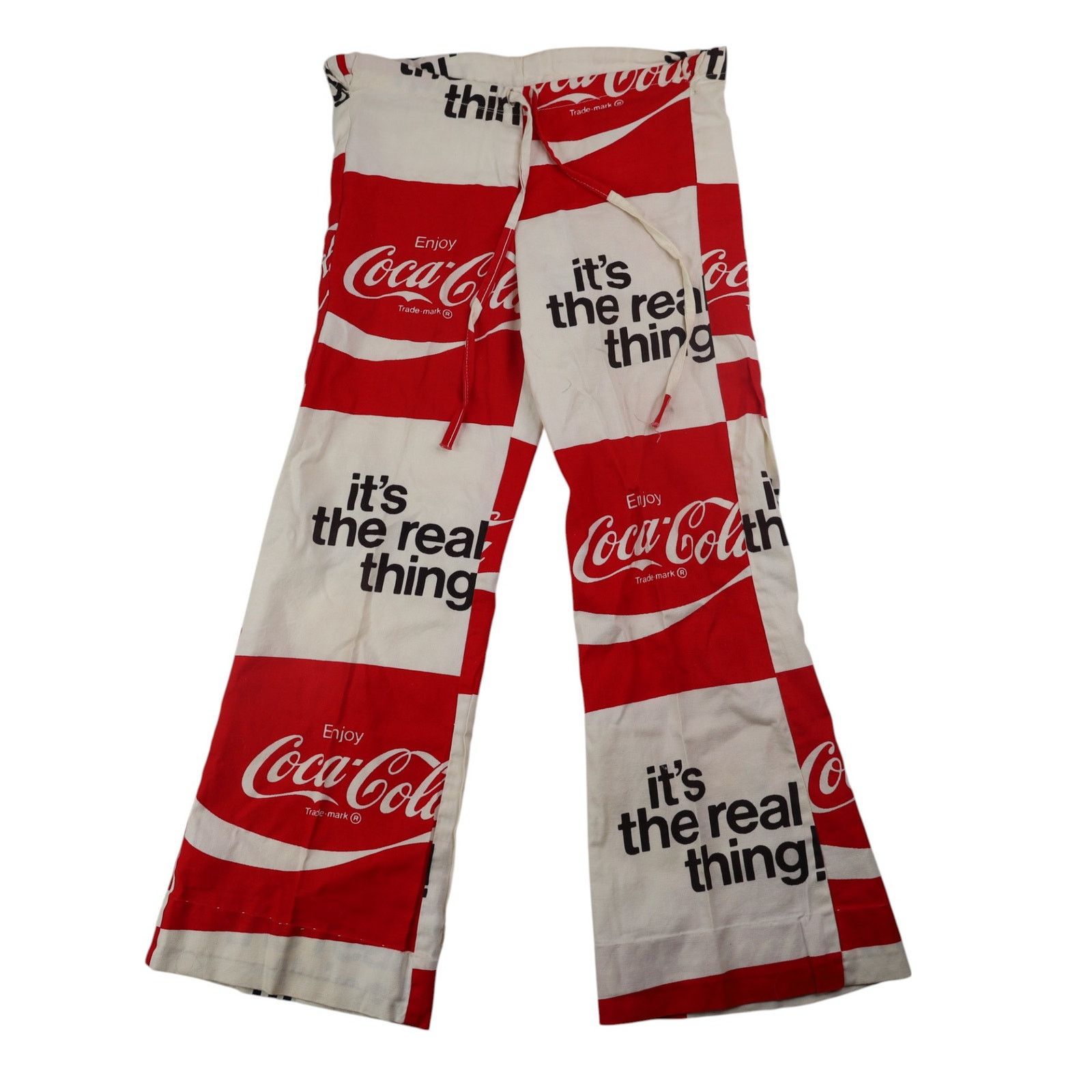Coca Cola × Vintage VTG Coca Cola All Over Print Draw String Bell Bottom Pants Size 27" / US 4 / IT 40 - 1 Thumbnail