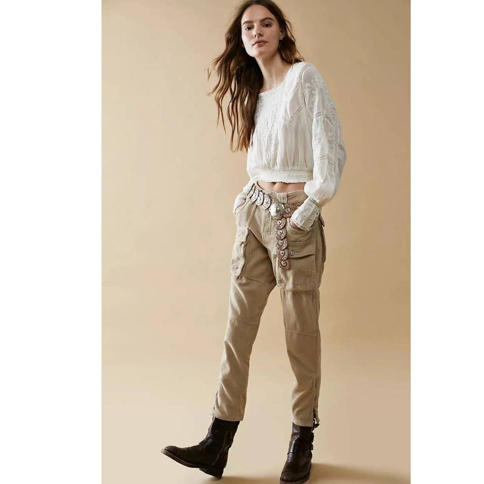 Free People New WTF London Calling Slouchy Cord Pants $198 SIZE 30 Size 30" / US 8 / IT 44 - 4 Thumbnail