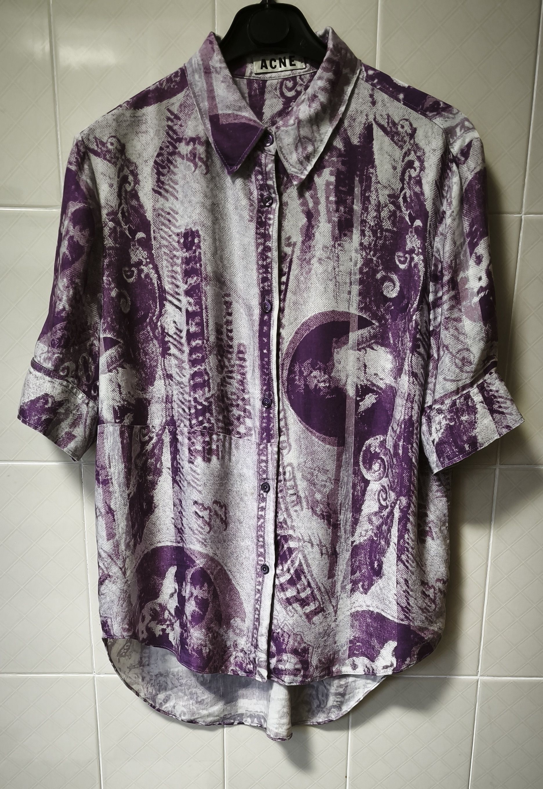 Acne Studios Oversized shirt - dollar bill-inspired print Size M / US 6-8 / IT 42-44 - 1 Thumbnail