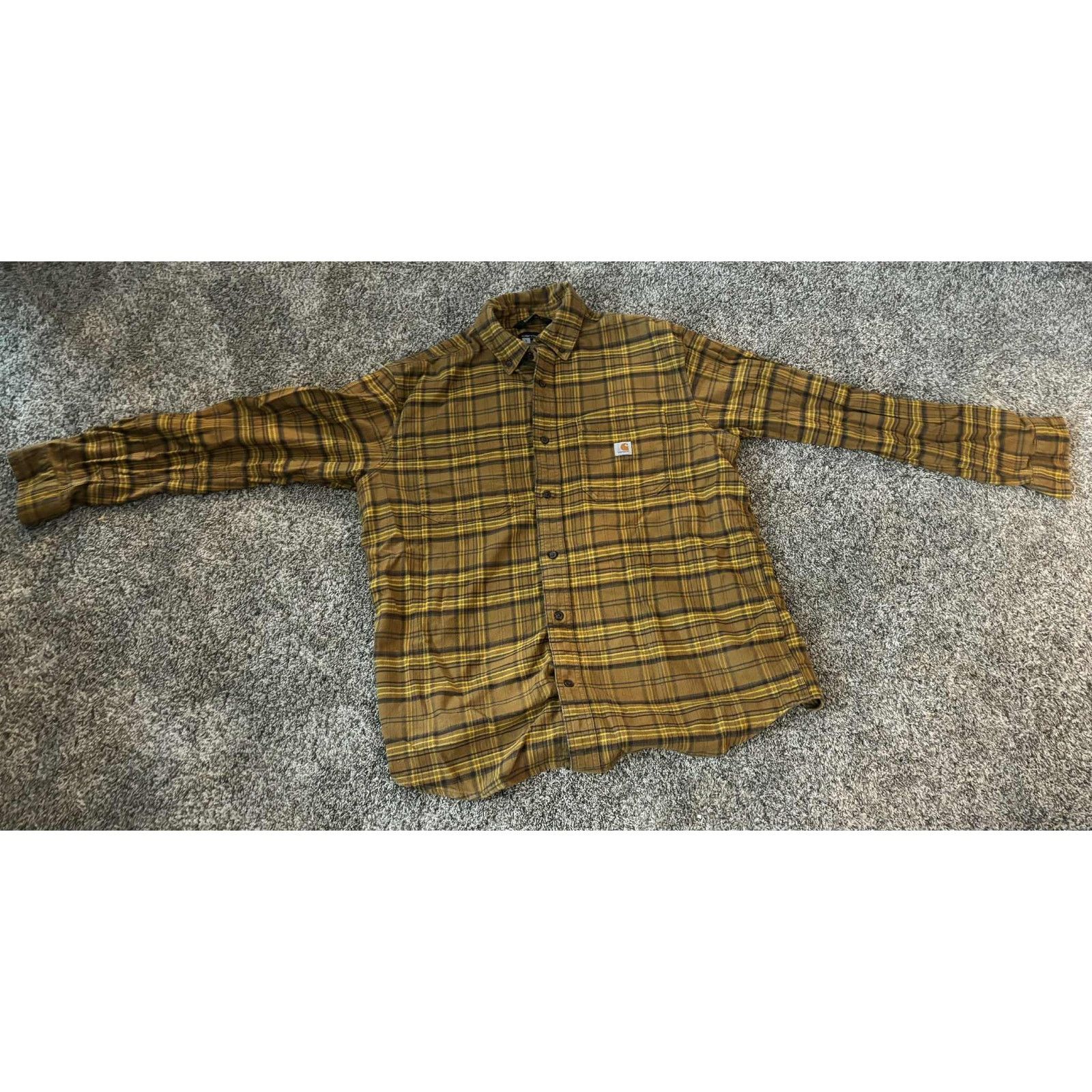 Carhartt Carhartt Rugged Flex Midweight Flannel Plaid Shirt Yellow L Size US L / EU 52-54 / 3 - 3 Thumbnail