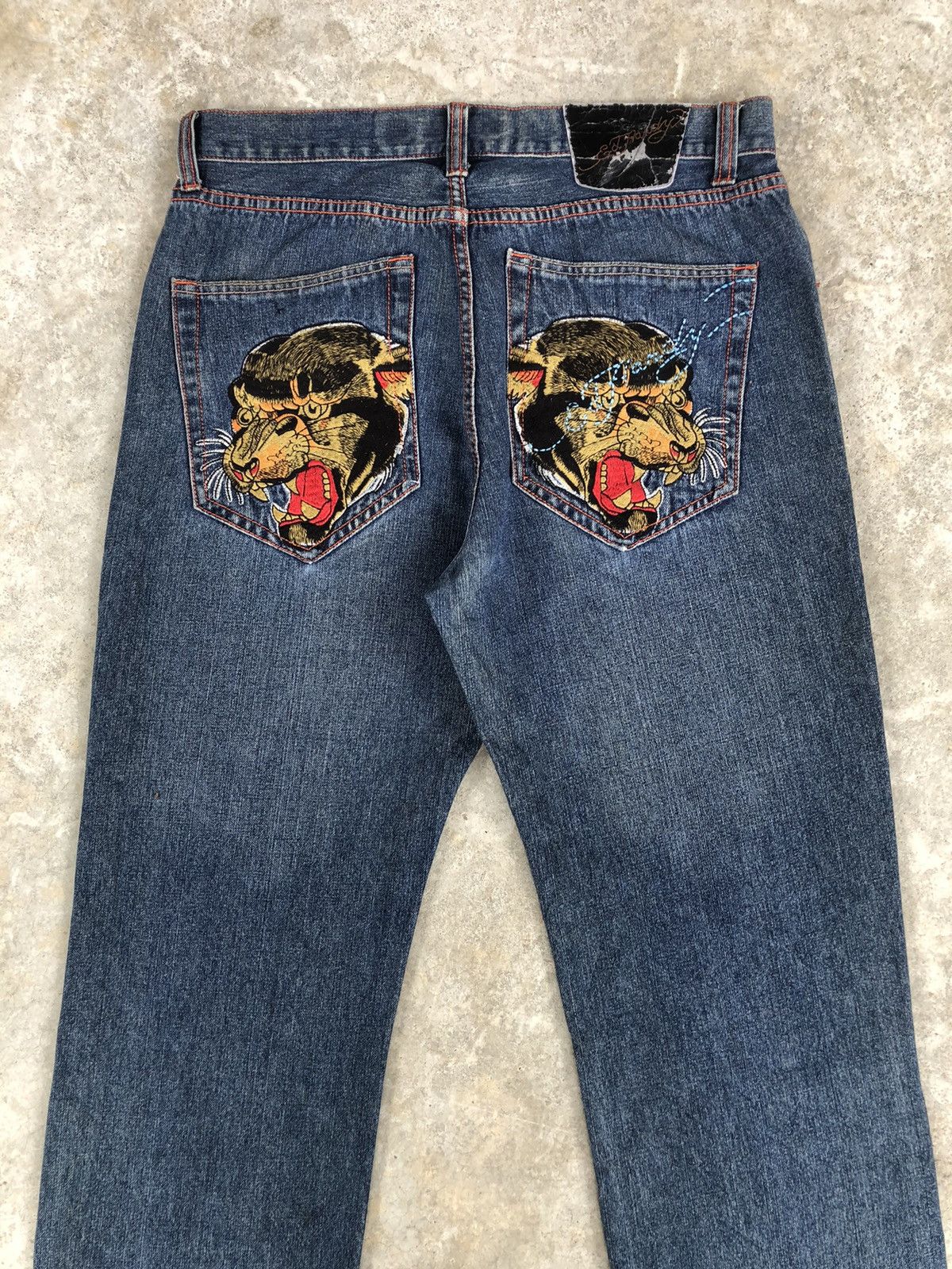 Christian Audigier Ed Hardy Embroidered Jeans Distressed Size US 34 / EU 50 - 8 Thumbnail
