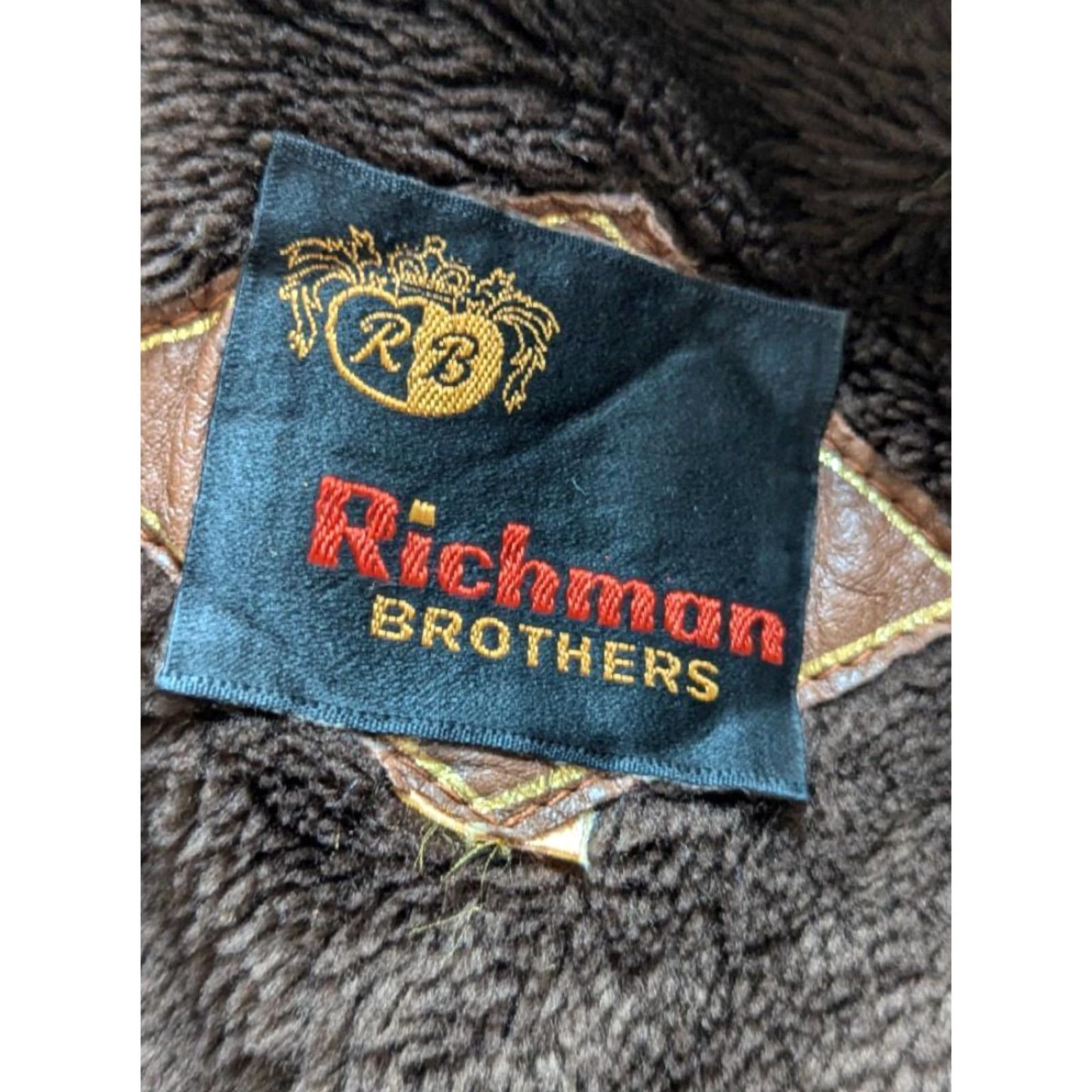 Vintage VINTAGE Richman Brothers leather bomber Jacket M 40-42 Brown Mens Vintage 1970s Flight Flyers Patina faux mouton collar Four front pockets Size US M / EU 48-50 / 2 - 4 Thumbnail