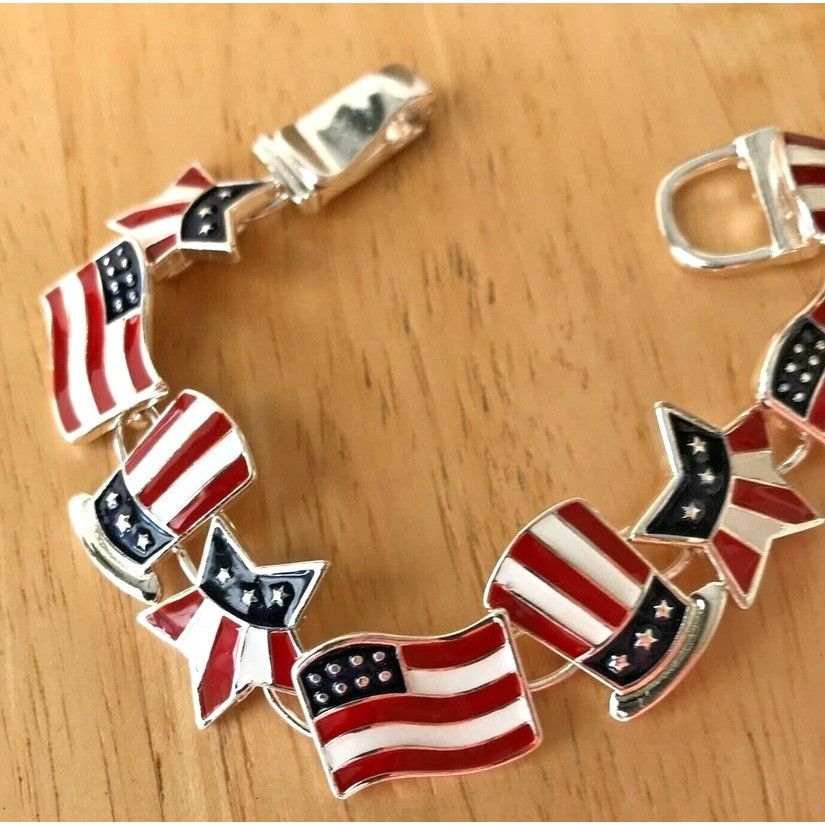 Handmade Patriotic Bracelet American Flag Uncle Sam Hat Stars Magneti Size ONE SIZE - 11 Thumbnail
