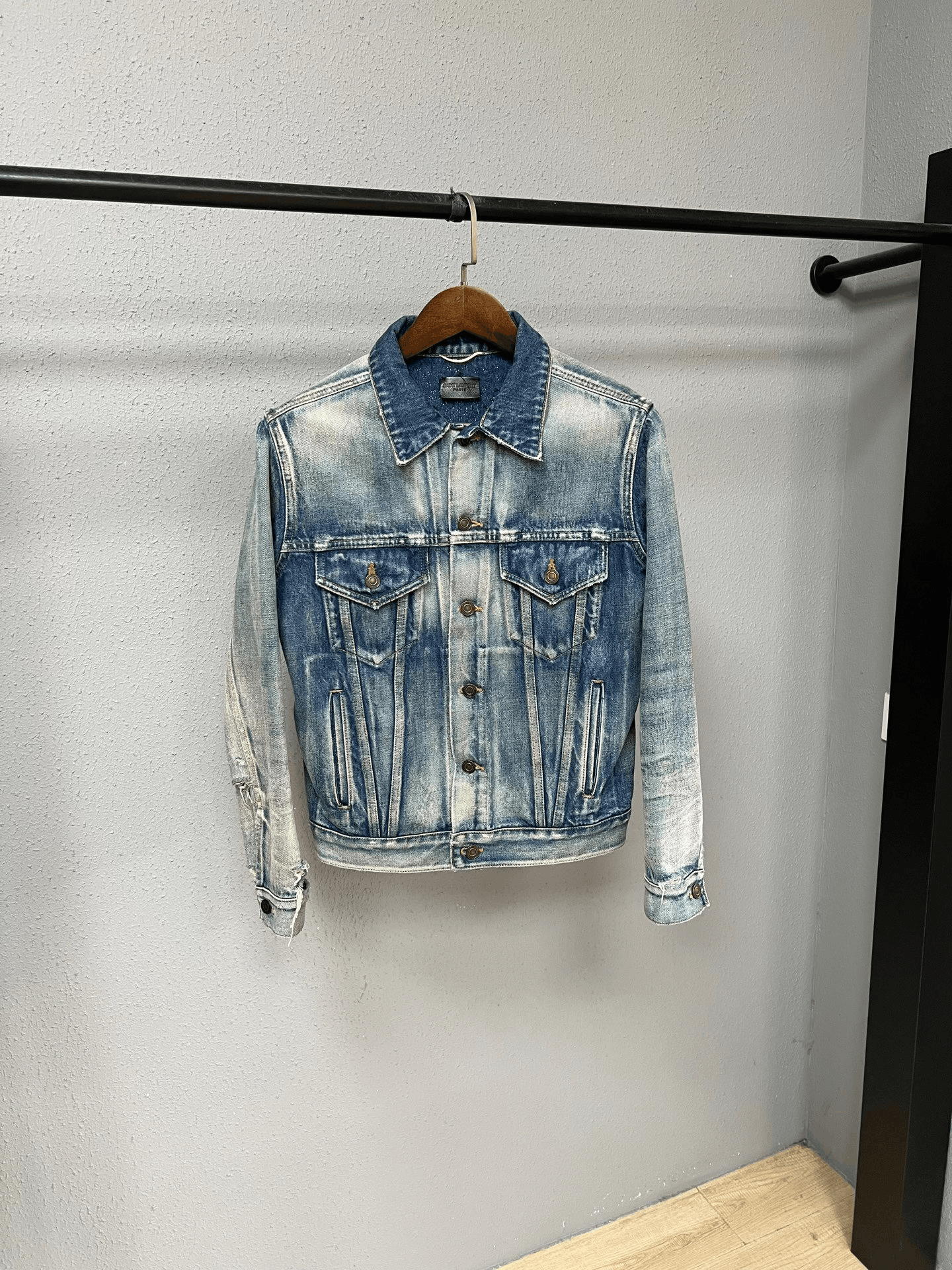 Saint Laurent Paris SLP Washed Distressed Rivet Jacket Size US M / EU 48-50 / 2 - 1 Thumbnail