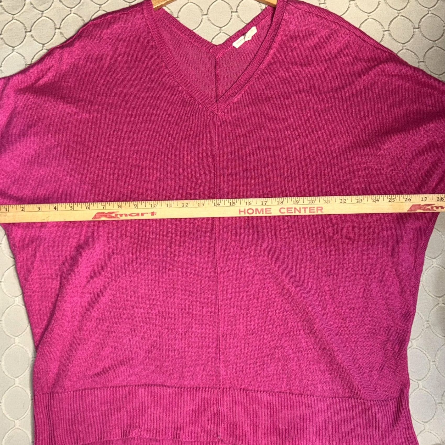 Eileen Fisher VINTAGE Eileen Fisher Sweater Womens Large Magenta Linen V-Neck Dolman Short Sleeve Size L / US 10 / IT 46 - 5 Thumbnail