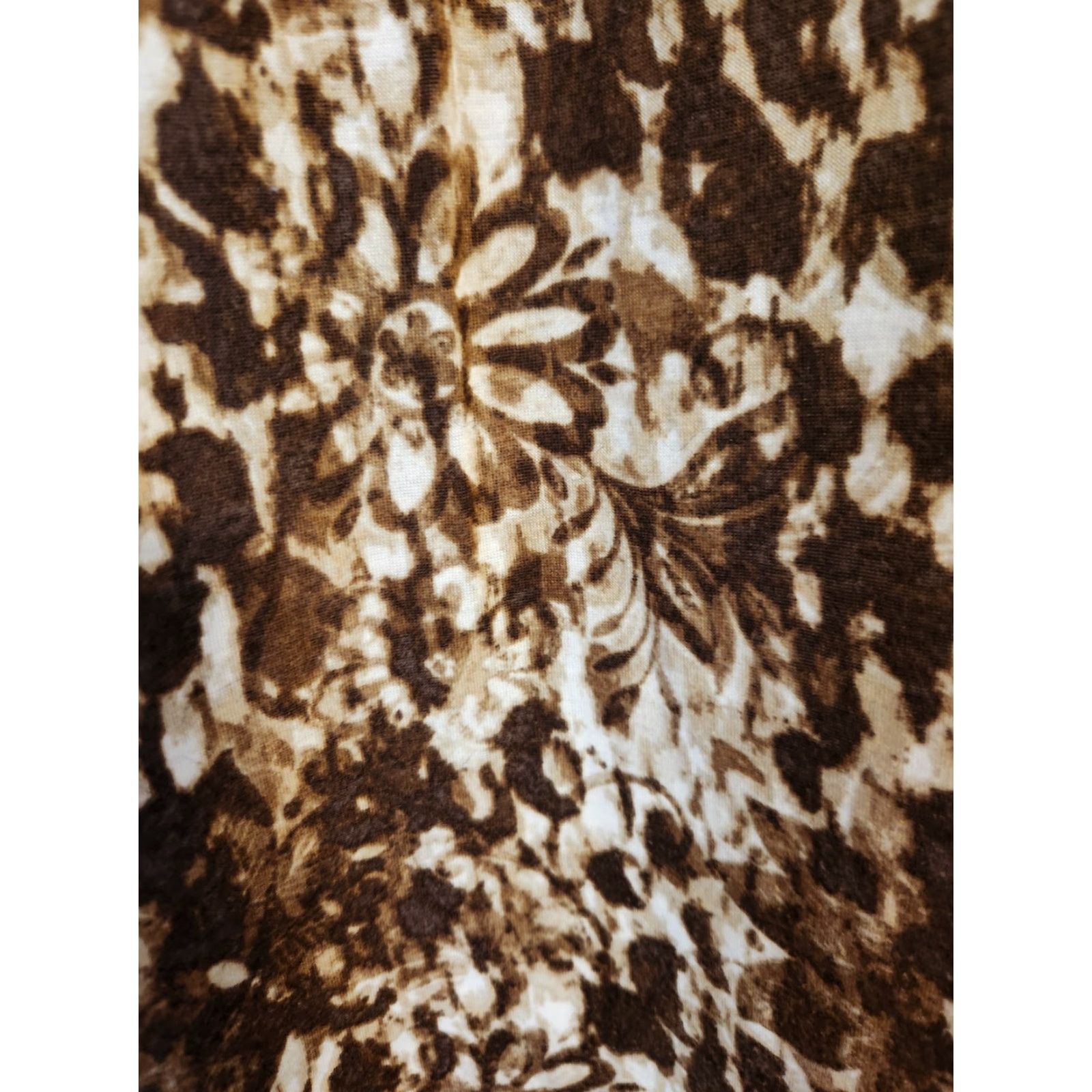 Vintage White Stag Brown Floral Braided Trim Casual Top Shirt 2X Plus Size Women's Blouse Size XXL / US 16-18 / IT 52-54 - 3 Thumbnail